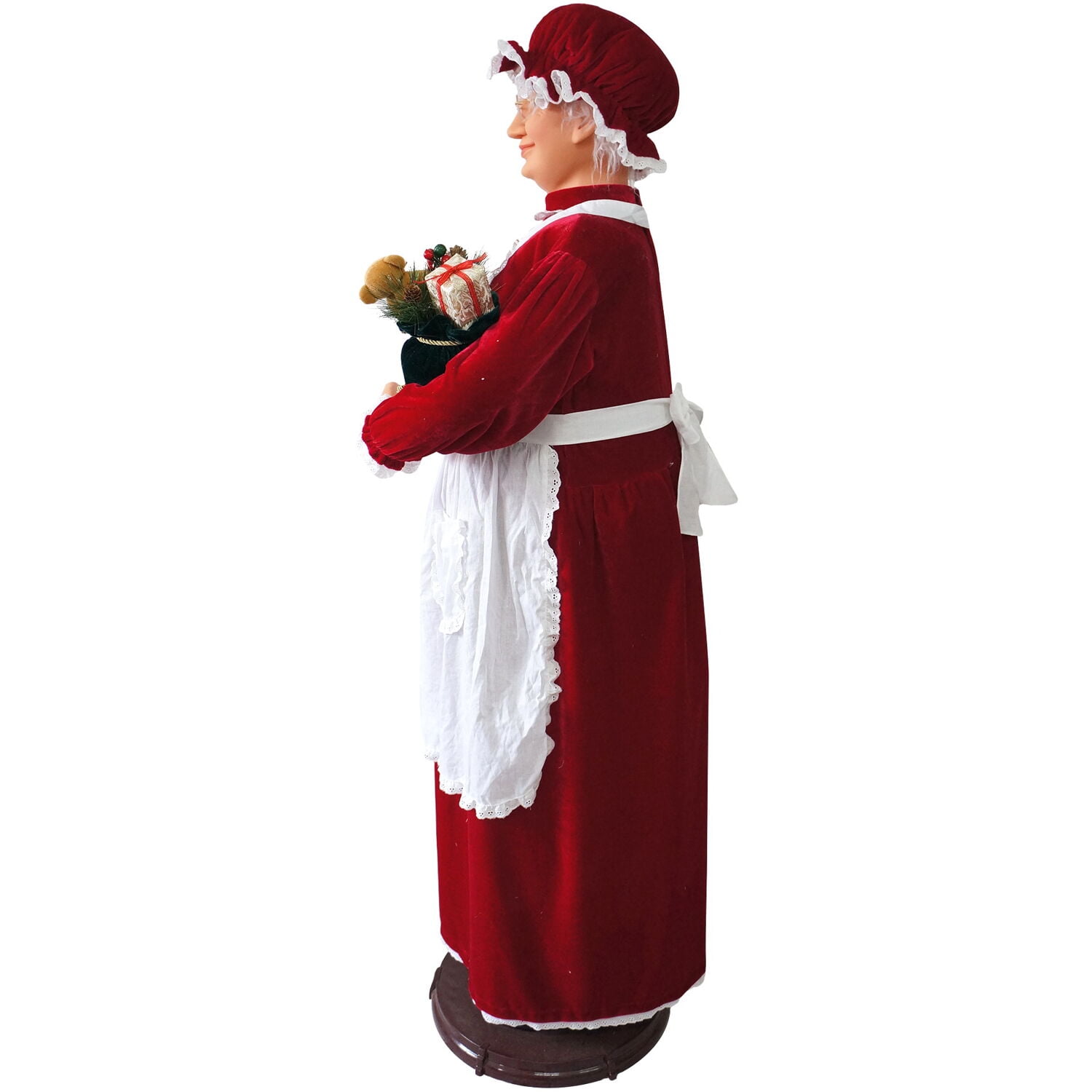 Fraser Hill Farm 58 in. Red Dancing Mrs. Claus Figurine Decoration with Apron Animatronic - Image 11