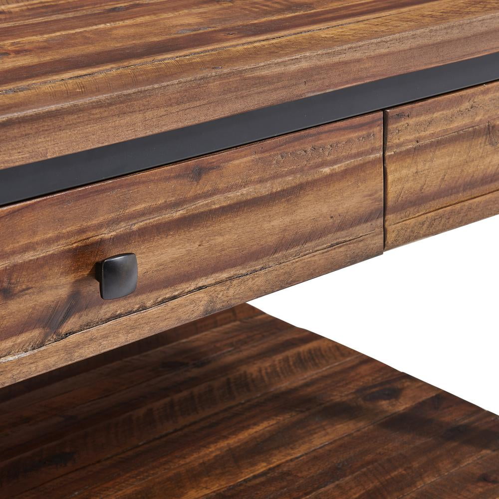Alaterre Claremont 48"L Rustic Wood Coffee Table with Drawer and Low Shelf - Image 15