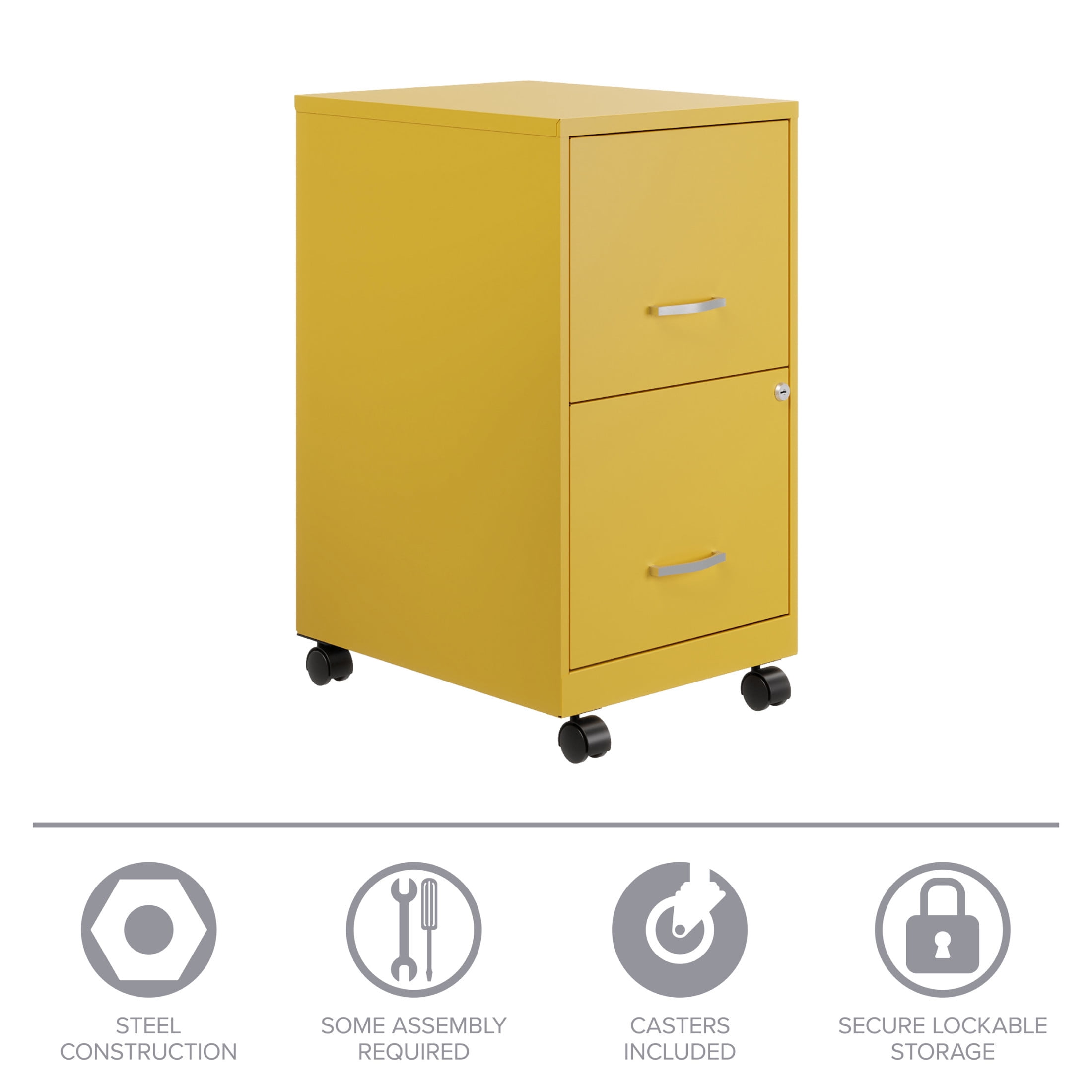 Space Solutions 18" Deep 2 Drawer Mobile Letter Width Vertical File Cabinet, Yellow - Image 14