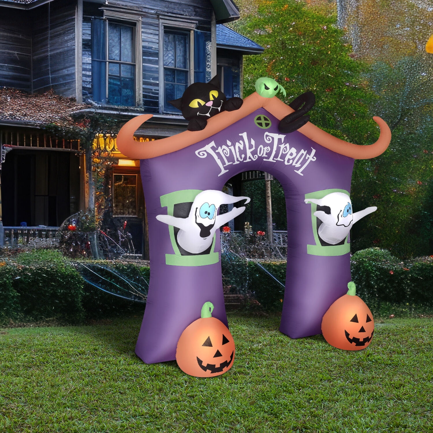 Haunted Hill Farm 9 ft Inflatable Pre-Lit Trick or Treat Walkway Arch with Black Cat, Jack-O-Lantern and Ghost, HITOTARCH091-L - Image 15
