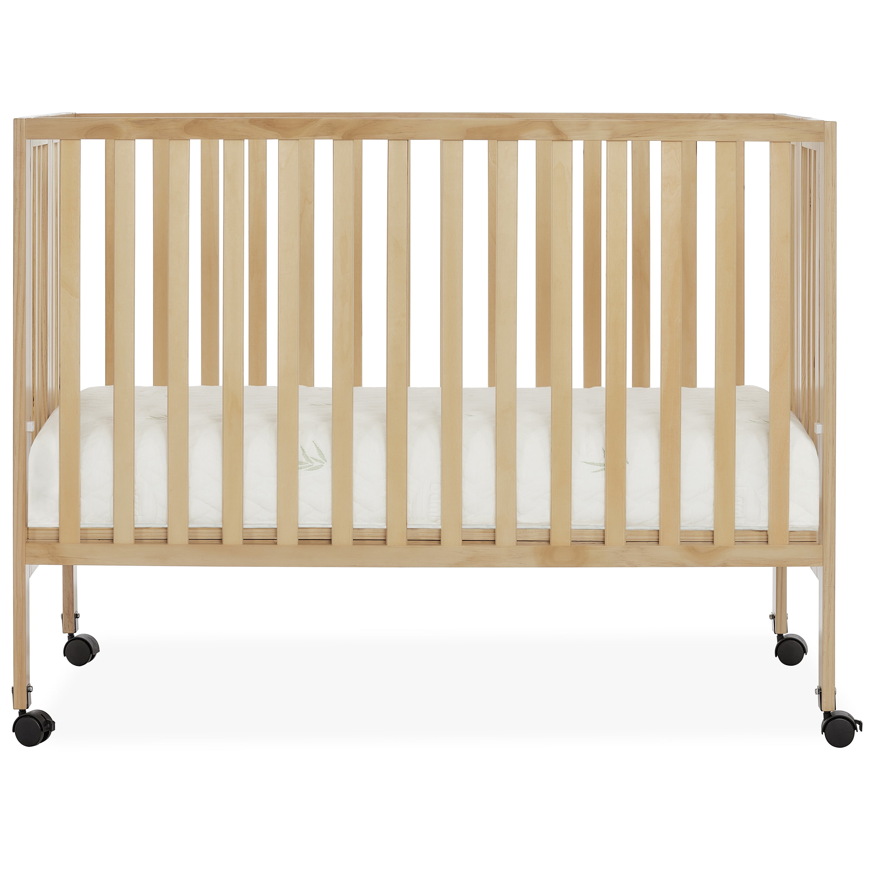 Dream On Me Quinn Full-Size Folding Crib, Removable Wheels, Modern Nursey, Adjustable Mattress Support, Patent Folding System in Natural - Image 8