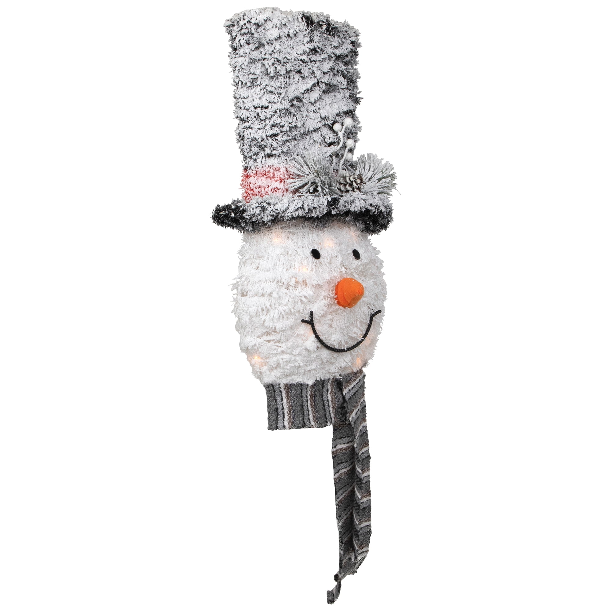 Northlight 25" Lighted Snowman with Black Frosted Top Hat Christmas Tree Topper - Image 7
