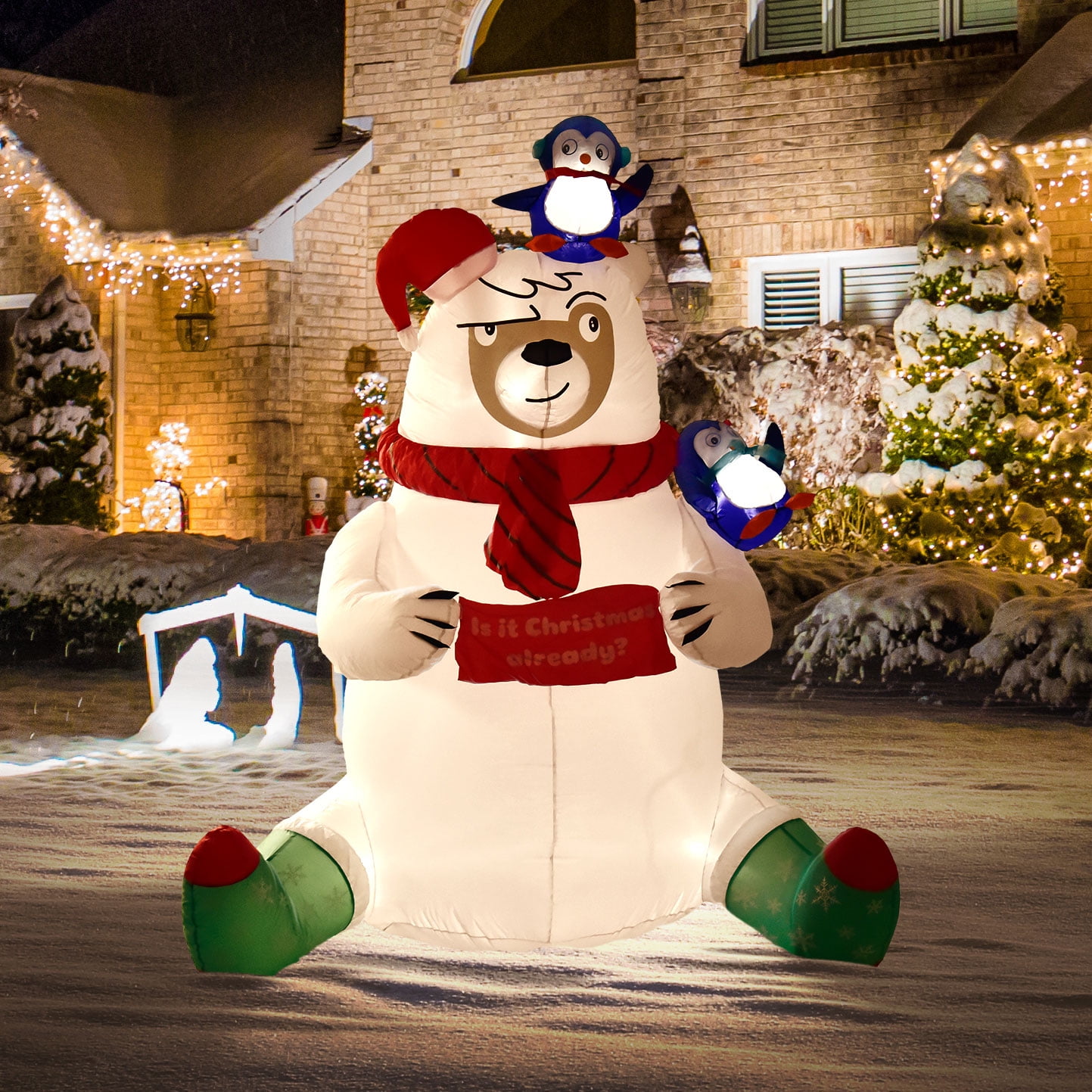 Nifti Nest Outdoor Merry Polar Bear Christmas Blow Ups Yard Inflatable, 6' - Image 5