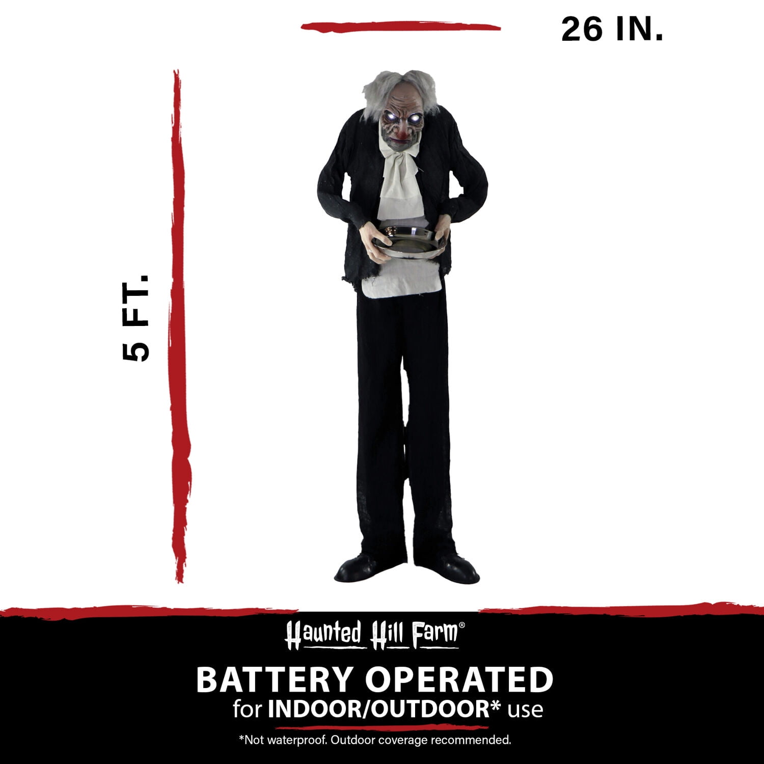 Haunted Hill Farm 60 in 4.5 lbs Zombie Butler Animatronic, Halloween decoration, HHMAN-1FLSA - Image 10