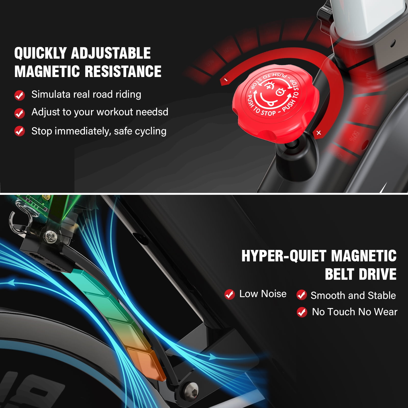 Pooboo Bluetooth Magnetic Exercise Bike Indoor Cycling Bike Stationary Bikes 40lbs Flywheel 350lbs - Image 4