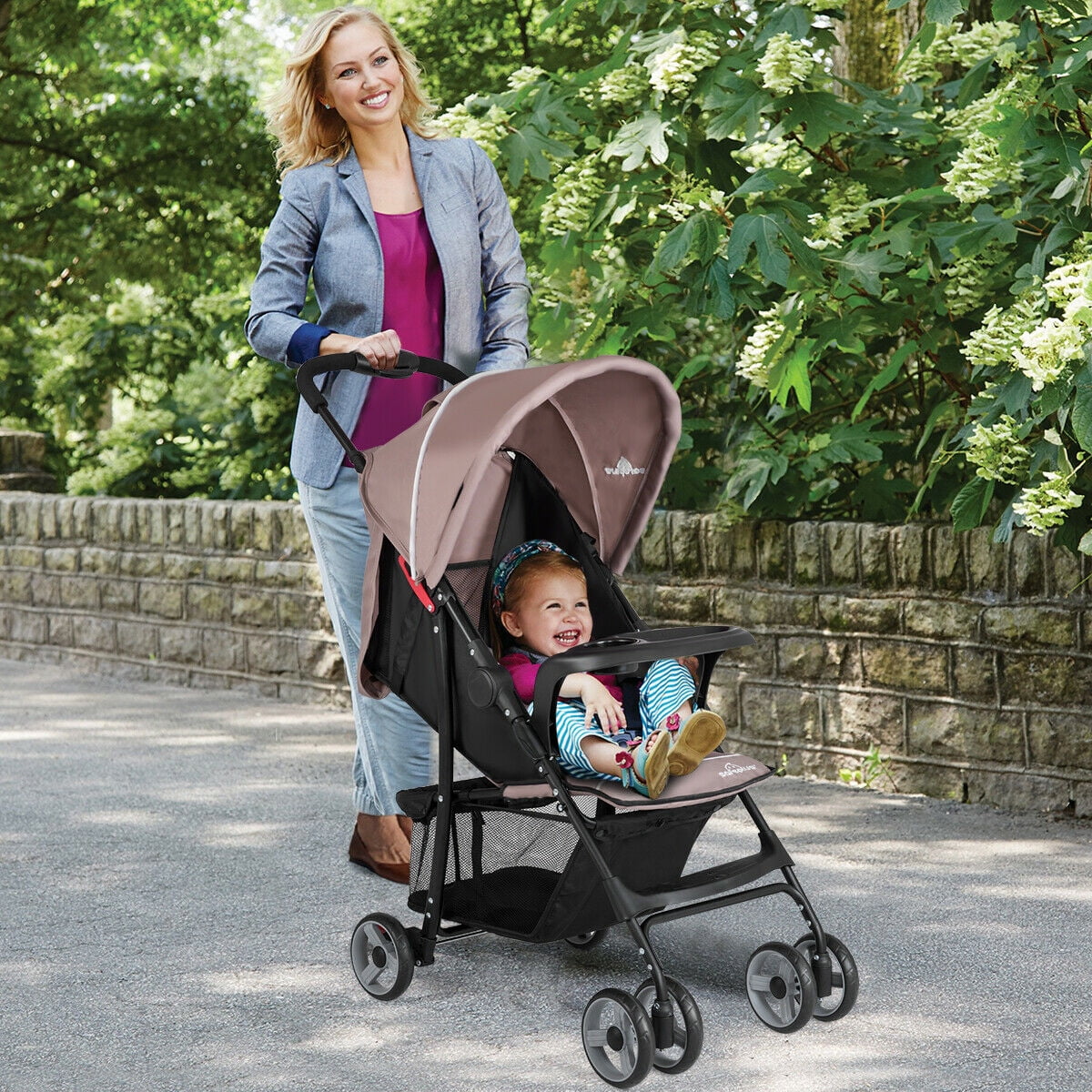Costway Foldable Lightweight Baby Stroller Travel Pushchair 0-36 Months Age Group 13 lbs Coffee - Image 10