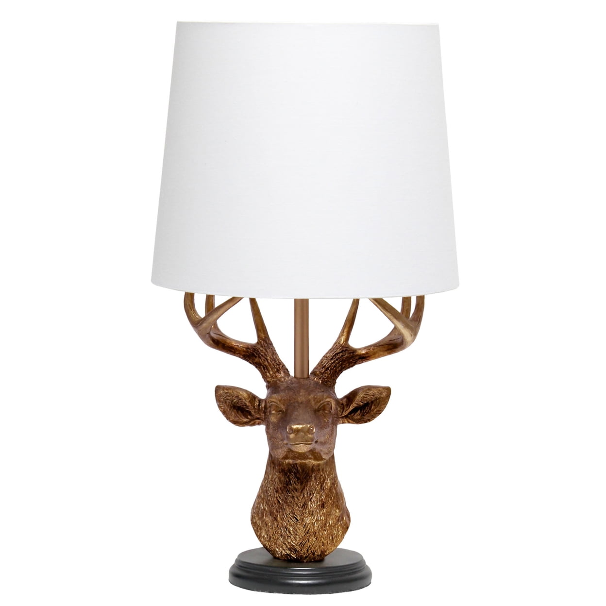 Woodland 17.25" Tall Rustic Antler Copper Deer Bedside Table Desk Lamp with Tapered White Fabric Shade - Image 6