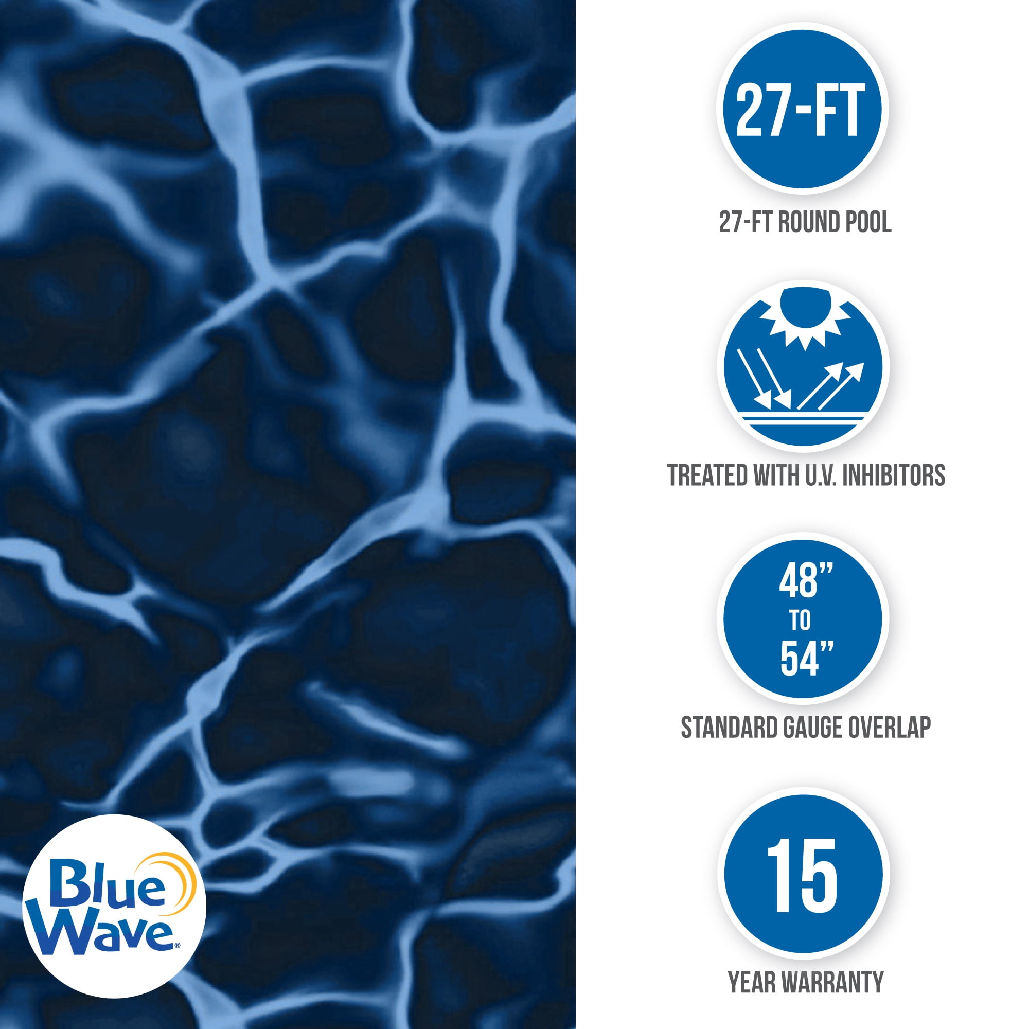 Blue Wave Evening Bay 27-ft Round Standard Gauge Overlap Liner - 48/54-in - Image 3