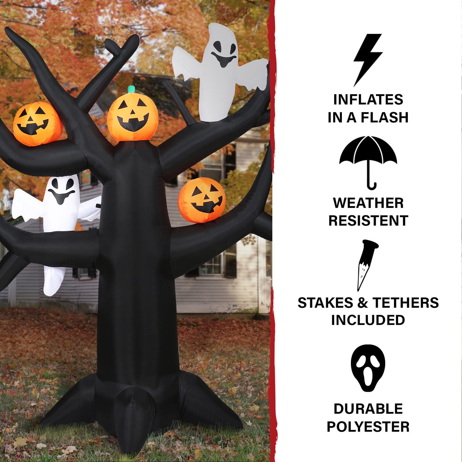 Haunted Hill Farm 8 ft Pre-Lit Inflatable Spooky Tree with Ghosts and Pumpkins, HISPKYTREE081-L - Image 9