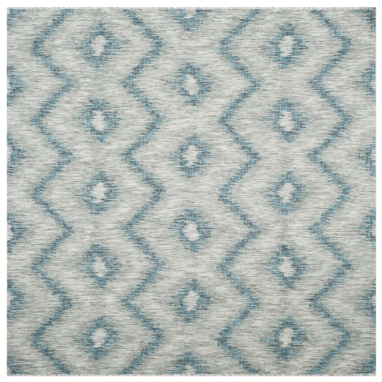 SAFAVIEH Courtyard Clark Chevron Indoor/Outdoor Area Rug, Grey/Blue, 6'7" x 9'6" - Image 4
