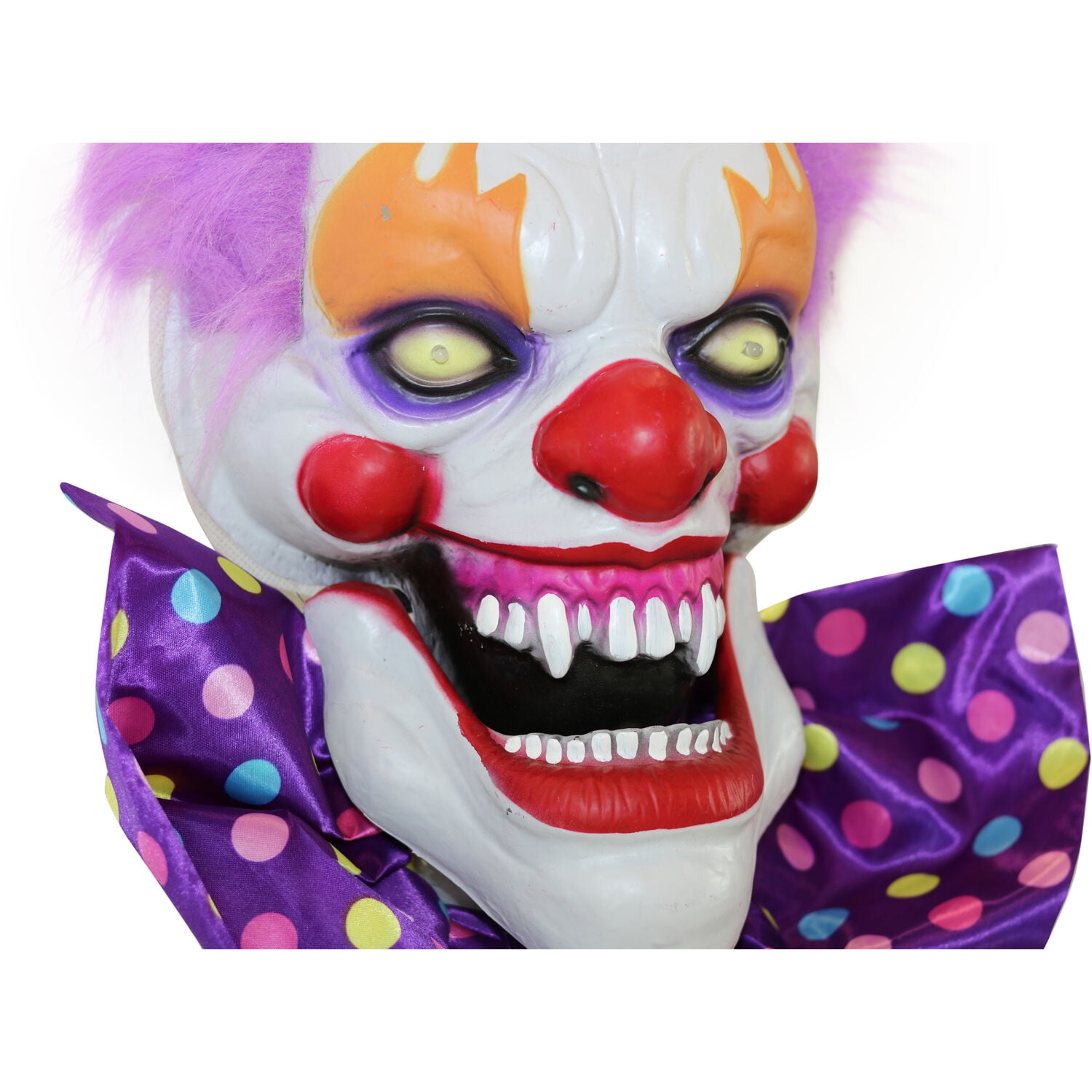 Haunted Hill Farm 20-In. Hanging Talking Clown Head, Touch-Activated with Voice Greetings, Halloween animatronic outdoor, HHDHCLOWN-3LSA - Image 10