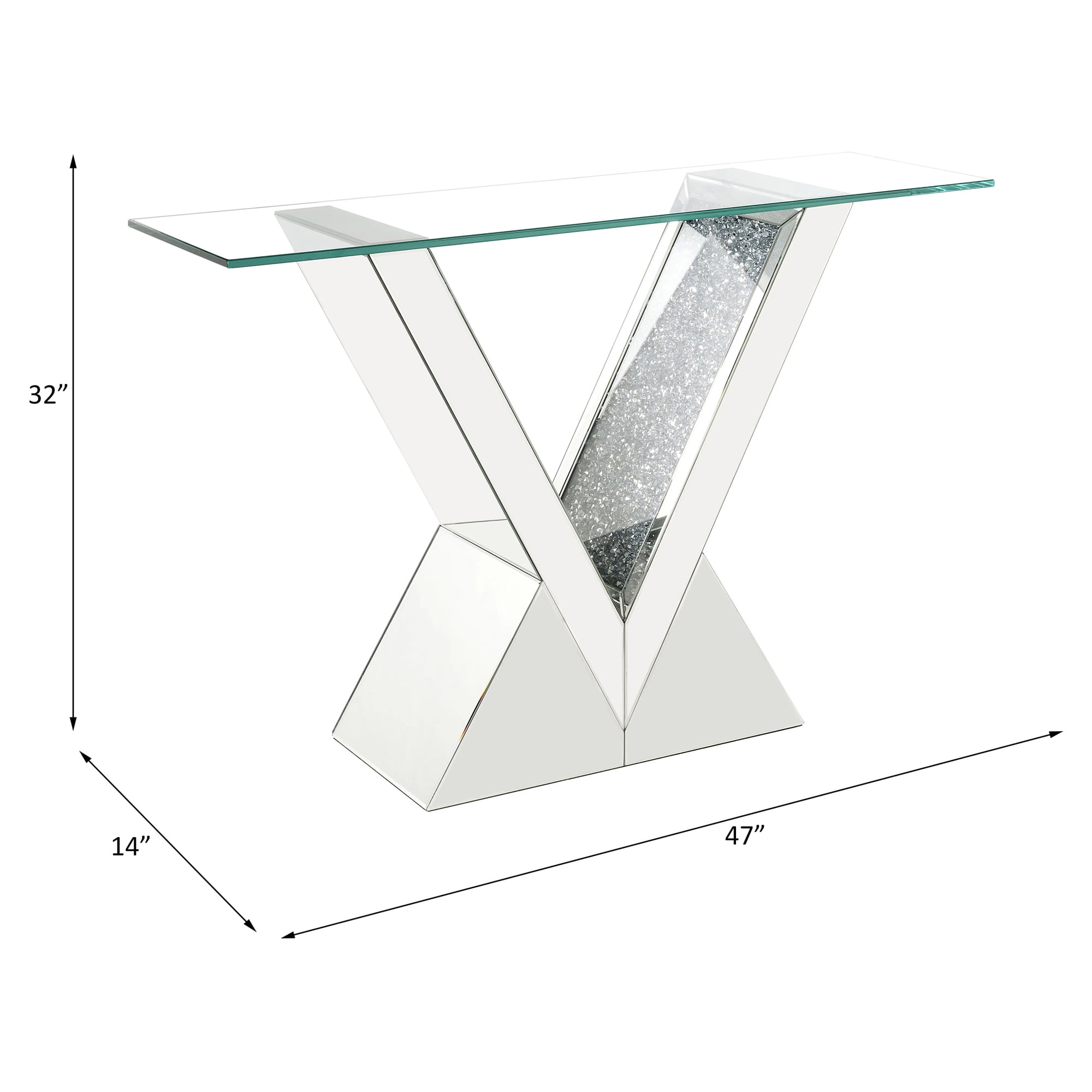 ACME Noralie Rectangular Console Table in Clear and Mirrored - Image 4