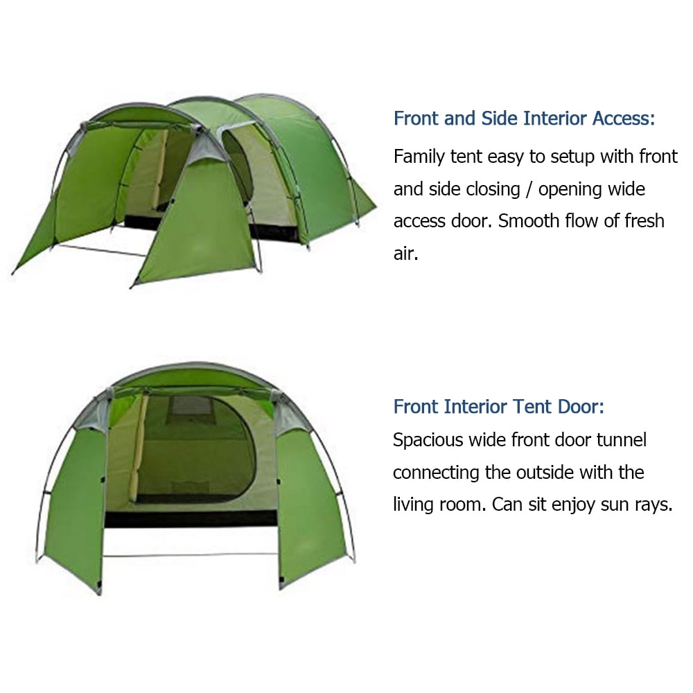 4/5 Person Family Tunnel Tent for Camping,iClover 2 Room Ultralight Backpacking Tent with Front Vestibule, Waterproof Double Layer Classic 4 Season Tents, Easy Setup for Outdoor Sports - Image 7