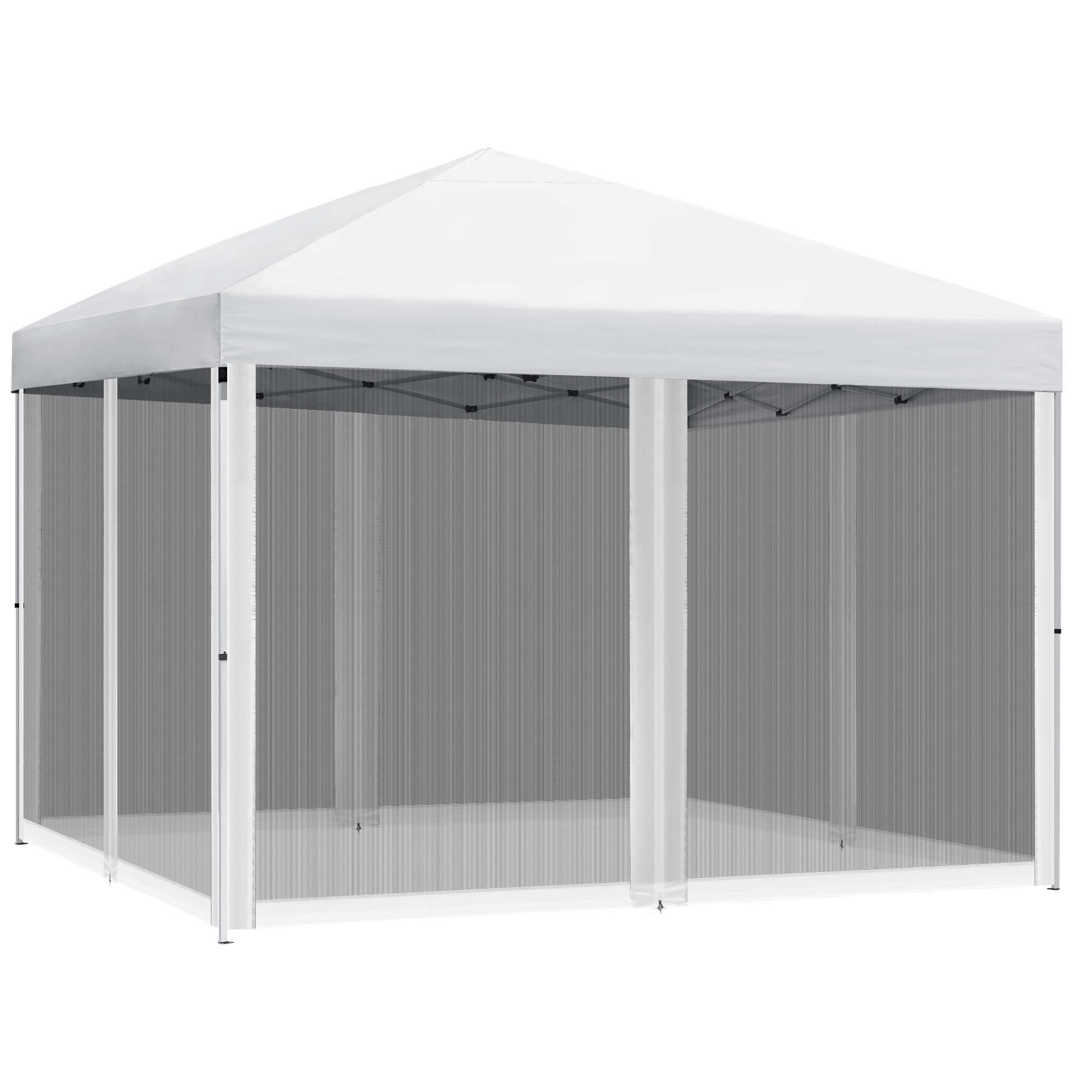 Uforic 10 ft x 10 ft Easy Pop Up Outdoor Patio Canopy Tent with Netting,4 Ropes,8 Stakes and 1 Carry Bag - White - Image 6