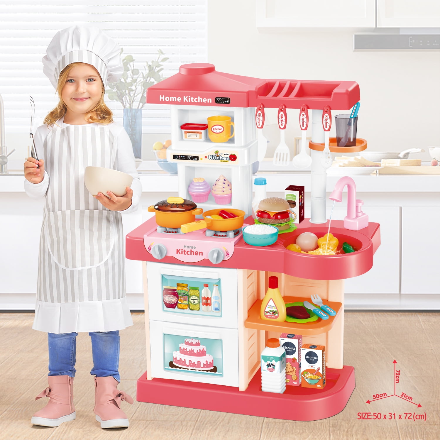 Beefunni Pretend Play Kitchen Set for Kids Girls, Toddlers Kitchen Playset Includes Toy Kitchen Accessories for Pretend Play, Indoor Toys Christmas Birthday Gifts for Girls 2-6 - Image 3