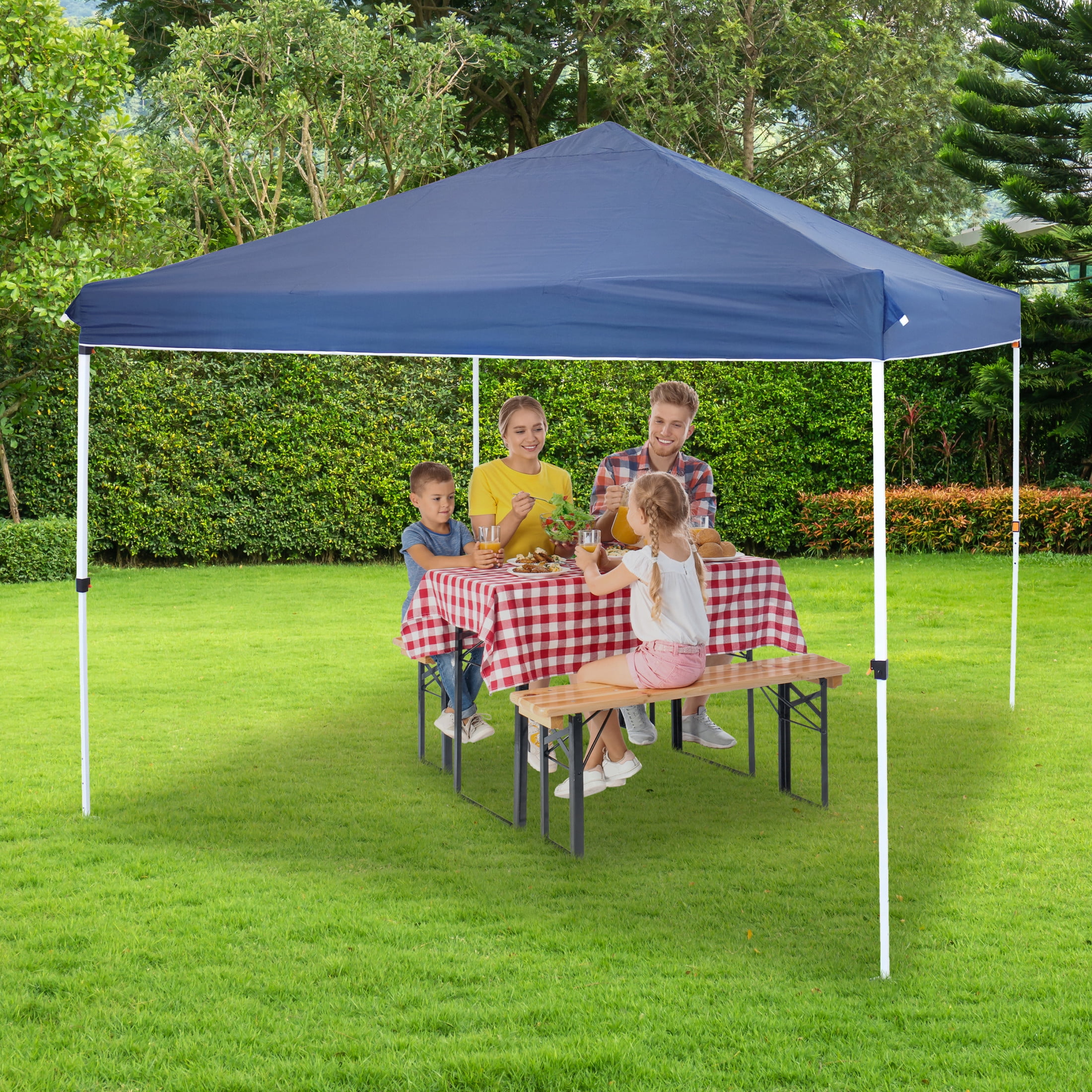 Sunnydaze 10' x 10' Blue Solid Standard Pop-Up Canopy Shade - Image 11