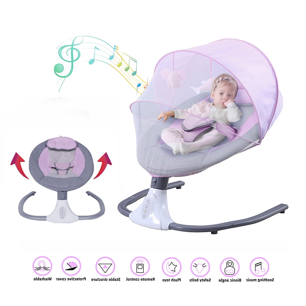 Beuway Electric Baby Swing, Infant Swing Rocker with Remote Control, 4 Sway Speeds, Bluetooth Music, Pink - Image 7