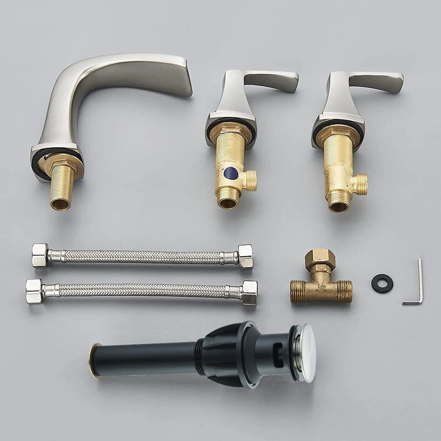 Zovajonia 8 Widespread Waterfall Bathroom Sink Faucet 3 hole Vanity Mixer Brushed Nickel - Image 12