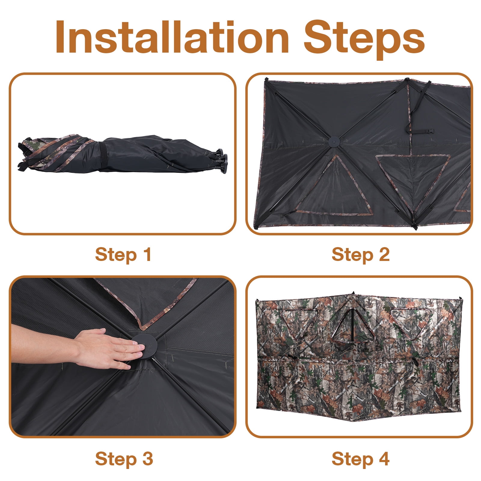 SUNOYAR Hunting Blind, 2-Panel See Through Pop Up Ground Blind, 2-3 Persons Camouflage Deer Blind with Carrying Bagfor Deer Turkey Hunting Gear - Image 5