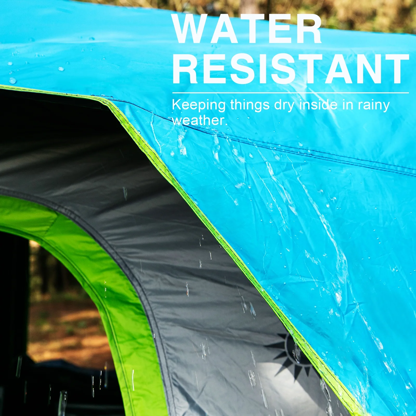 6 Person Camping Tent, Instant Family Tents with Rainfly for Outdoor, 60s Quick Setup, Water-Resistant, Blue - Image 3