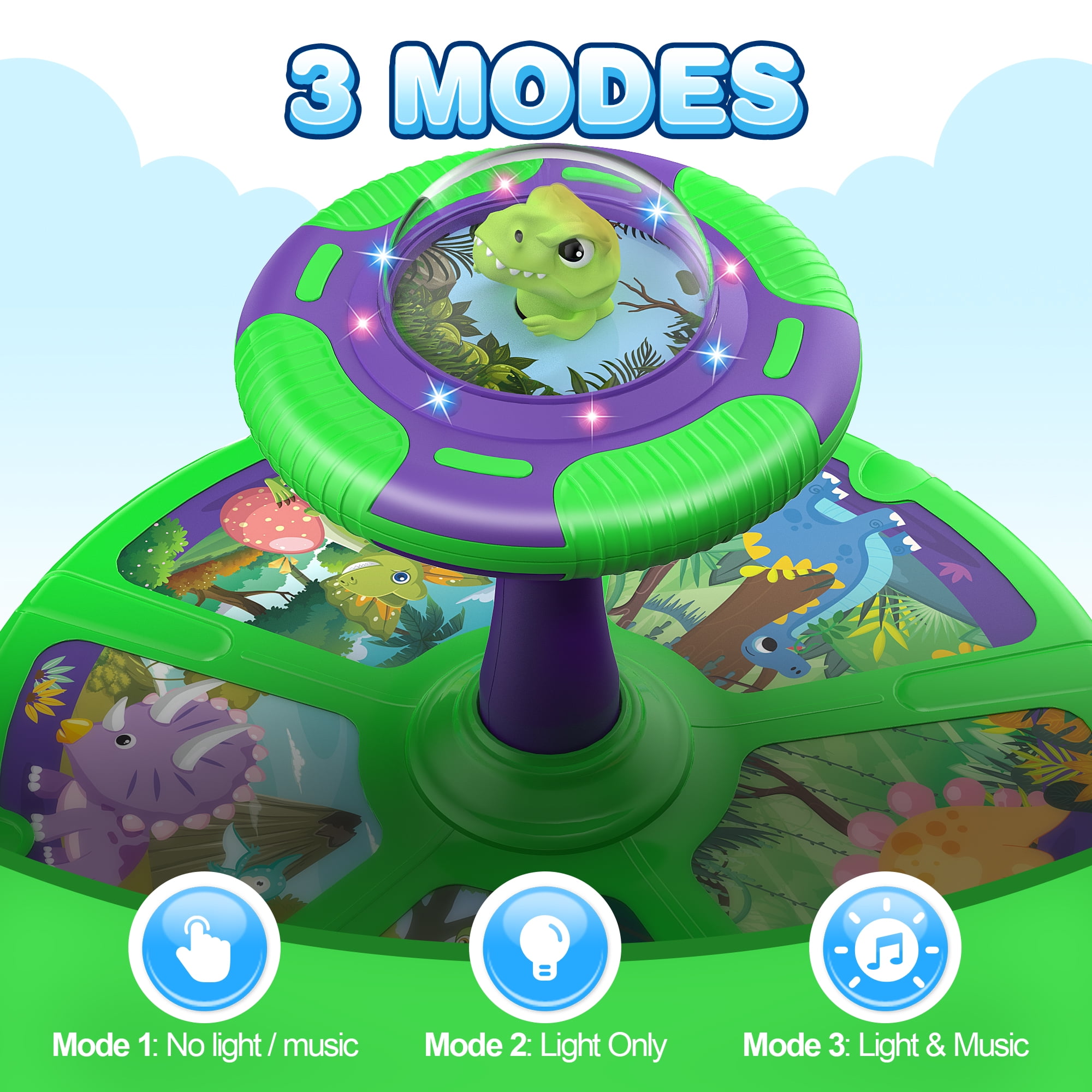 Beefunni Dinosaur Sit Twister and Spin Toys for Toddlers, Christmas Birthday Gift for Boys Girls Age 2 3 4, Spin Toys with LED Lights and Music, - Image 6