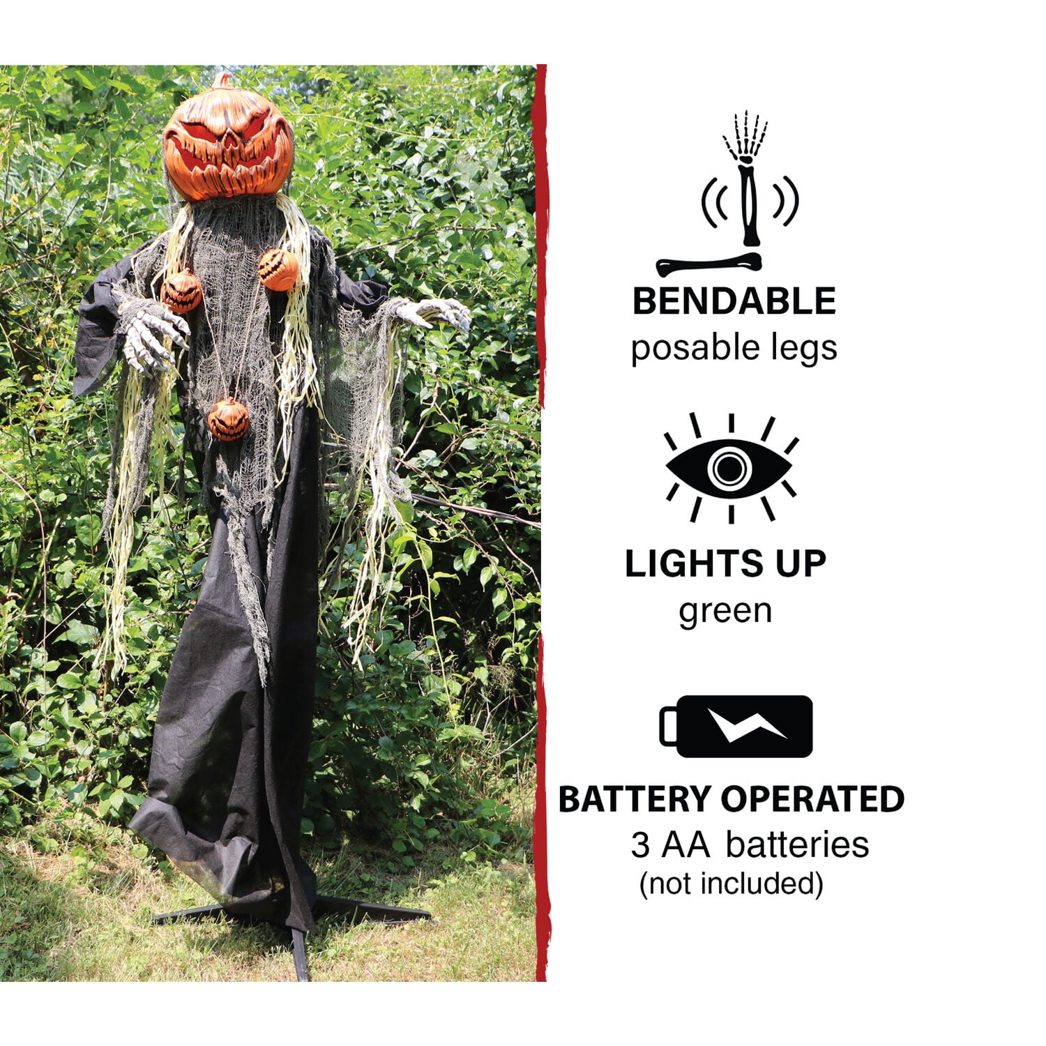 Haunted Hill Farm 5.3 ft Animatronic Pumpkin Man, Indoor/Outdoor Halloween Decor, Multi-Color, HHPUMP-6FLS - Image 5