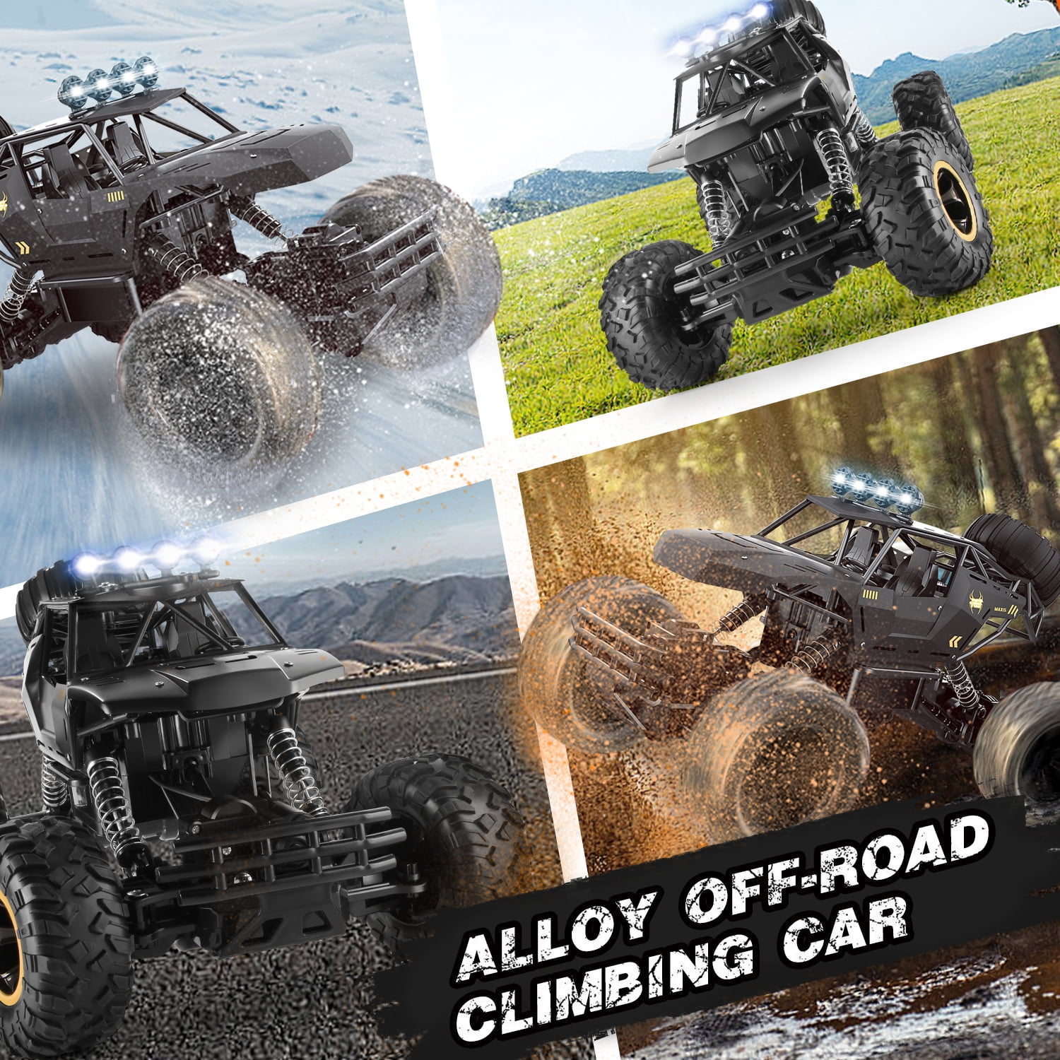 4DRC 1:12 Rc Car,off Road Truck Remote Control Car Metal Shell 2.4G 4WD Dual Motors, with 2 Batteries Black - Image 7