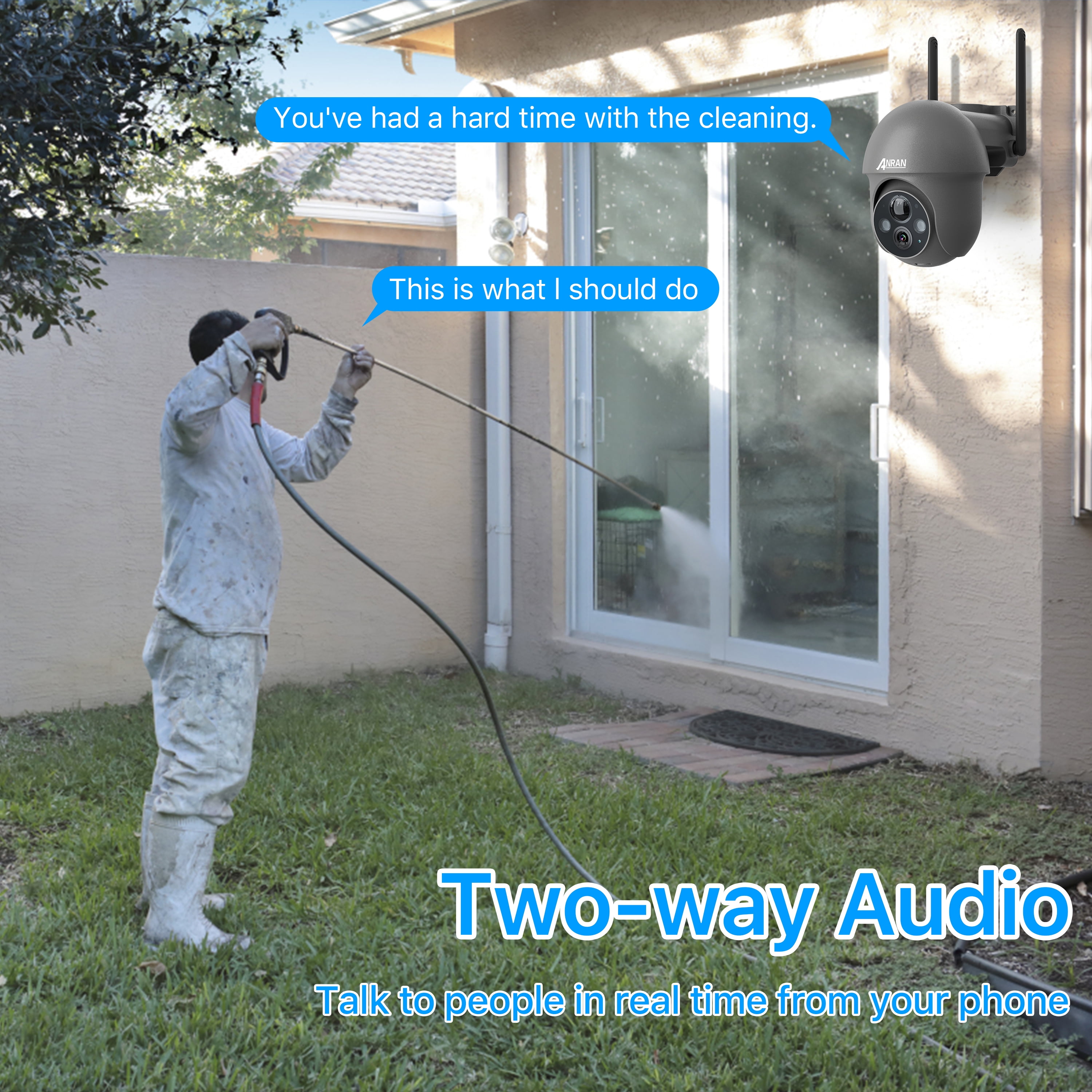 ANRAN Wireless Solar Security Camera Outdoor with 360° View, 2K Outdoor Security Camera with Smart Siren, Spotlights, Color Night Vision, PIR Human Detection, Pan Tilt Control, 2-Way Talk - Image 9