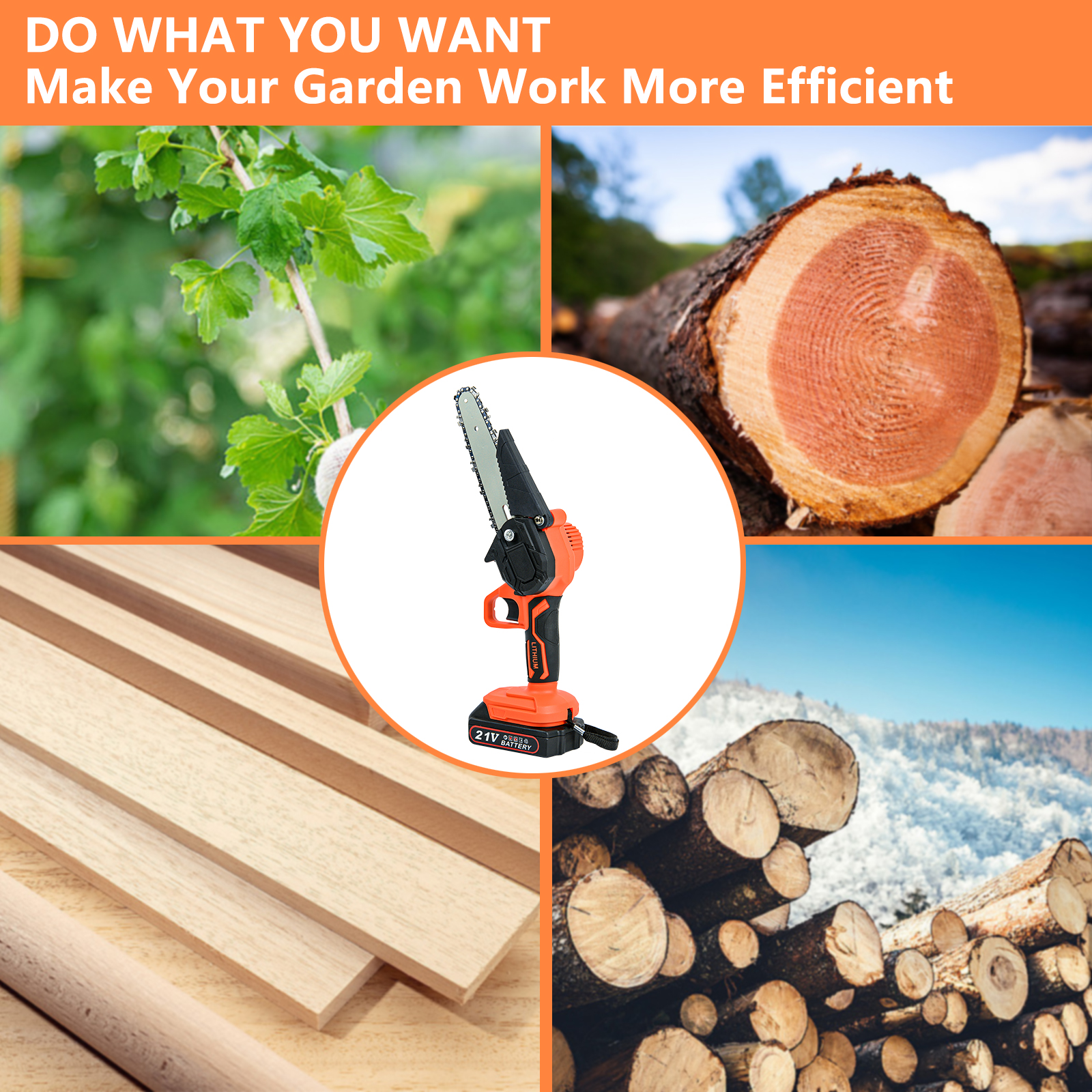 Ziss 4-Inch+6-Inch Mini Chainsaw Kit with 3 Rechargeable Batteries, Portable Electric Cordless Handheld Chain Saw for Tree Branches, Courtyard, Household and Garden - Image 8