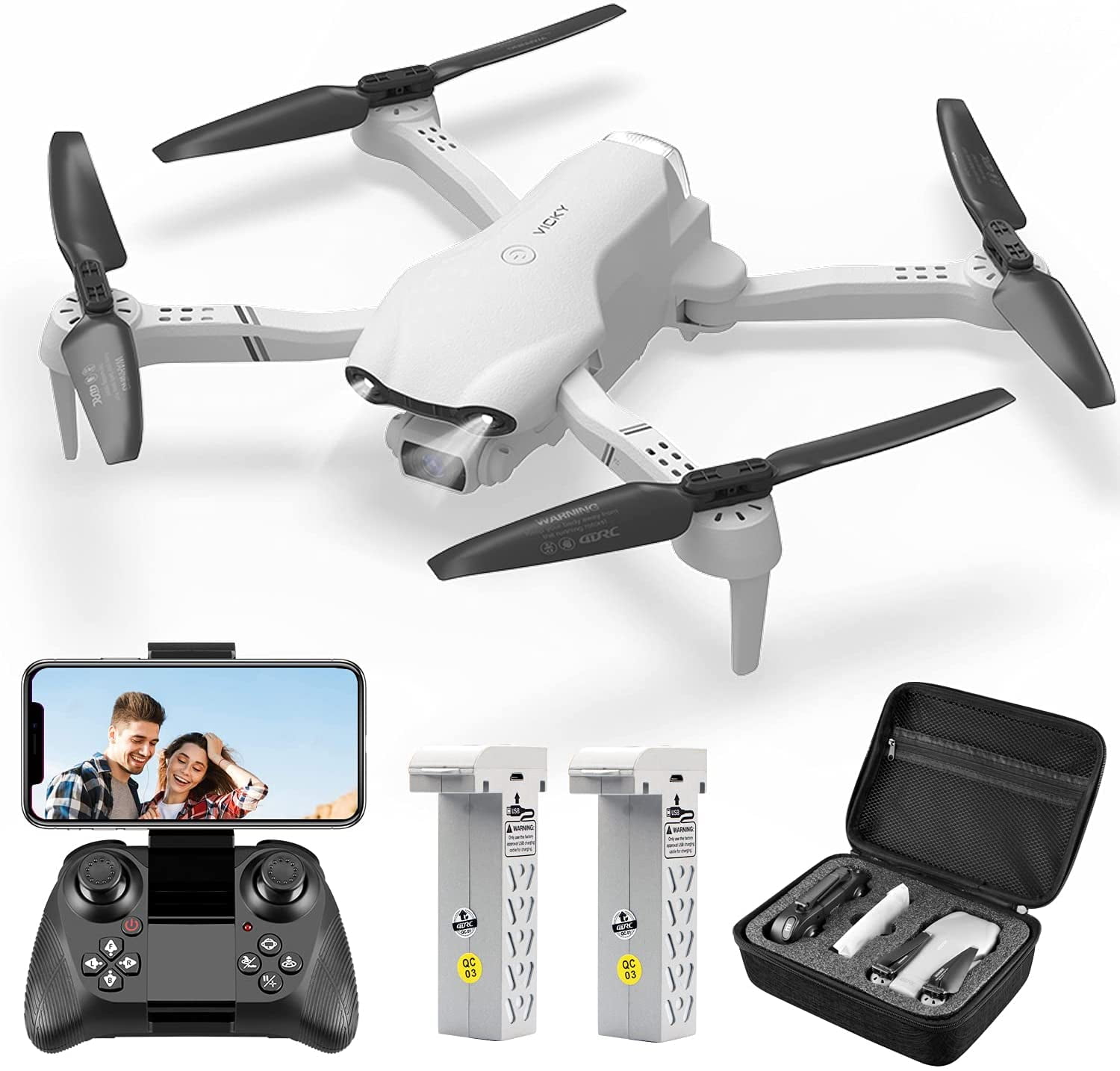 4DRC F10-1080P Wifi FPV Drone with 1080P HD Camera, Headless Mode/3D Flips, RC Quadcopter for Beginners Silver white - Image 9