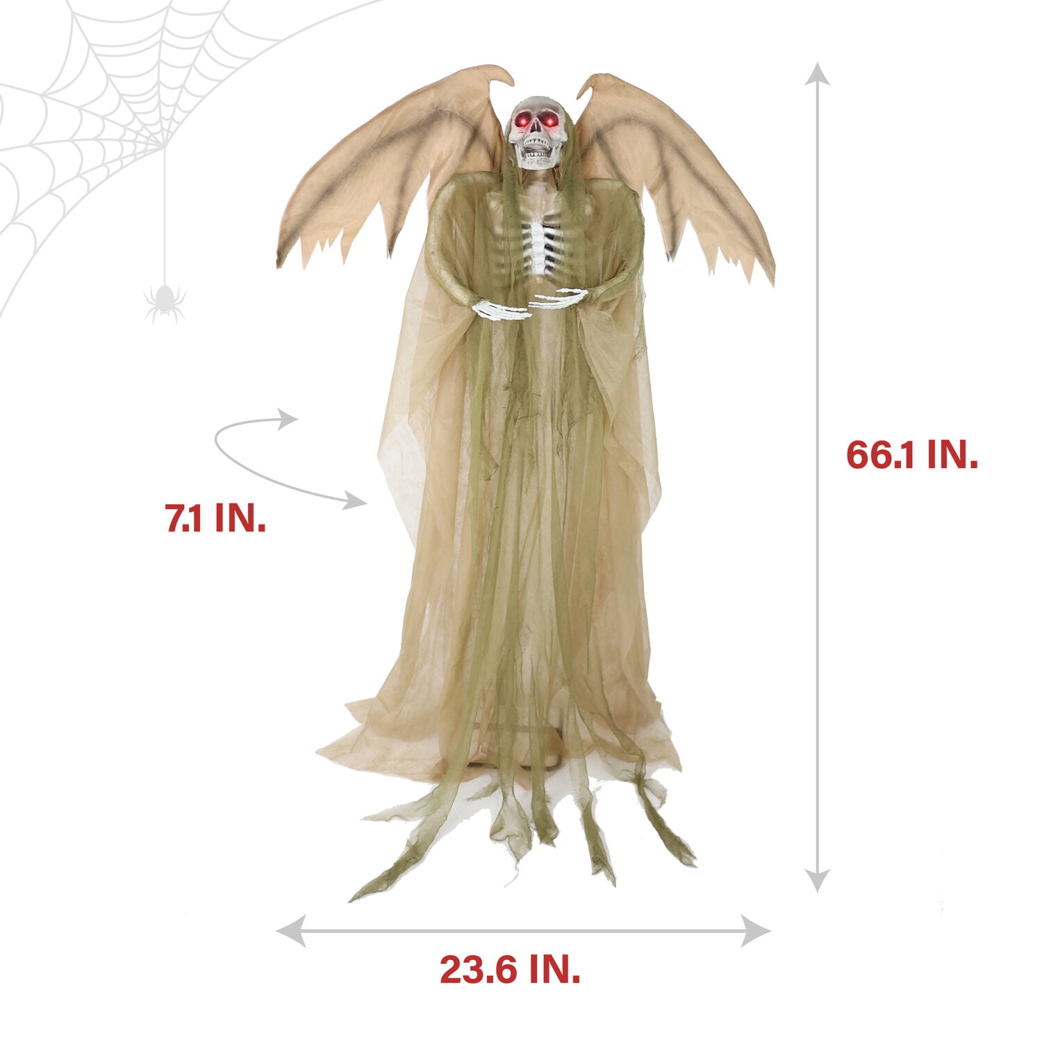 Haunted Hill Farm 5.5 ft Life-size Animatronic Reaper with Wings, Halloween Decoration, HHWINGSKEL-4FLSA - Image 15