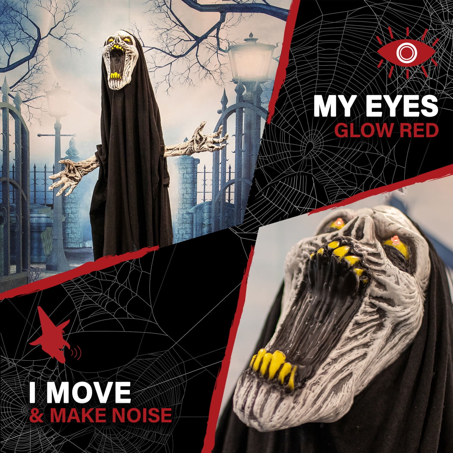 Haunted Hill Farm 70-In. Squal the Animated Howling Reaper, Indoor or Covered Outdoor Halloween Decoration, Battery Operated, HHRPR-20FLSA - Image 6