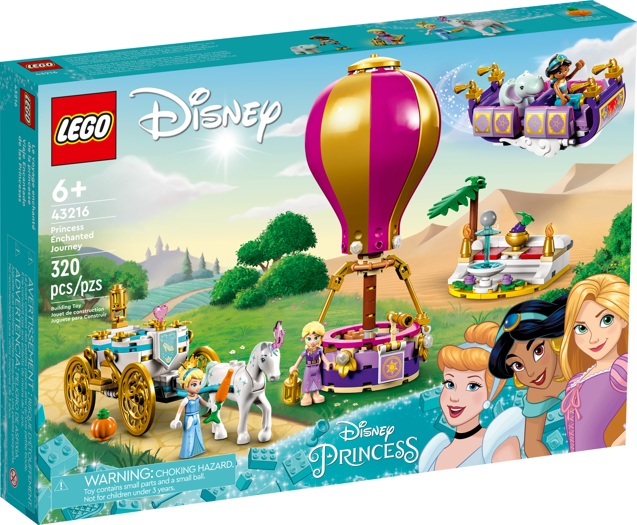 LEGO Disney Princess Enchanted Journey 43216 Building Set - 3in1 Playset with Cinderella, Jasmine, Rapunzel Mini Dolls, Toy Horse & Carriage, Hot Air Balloon, Gift for Girls, Boys, and Kids Ages 6+ - Image 7