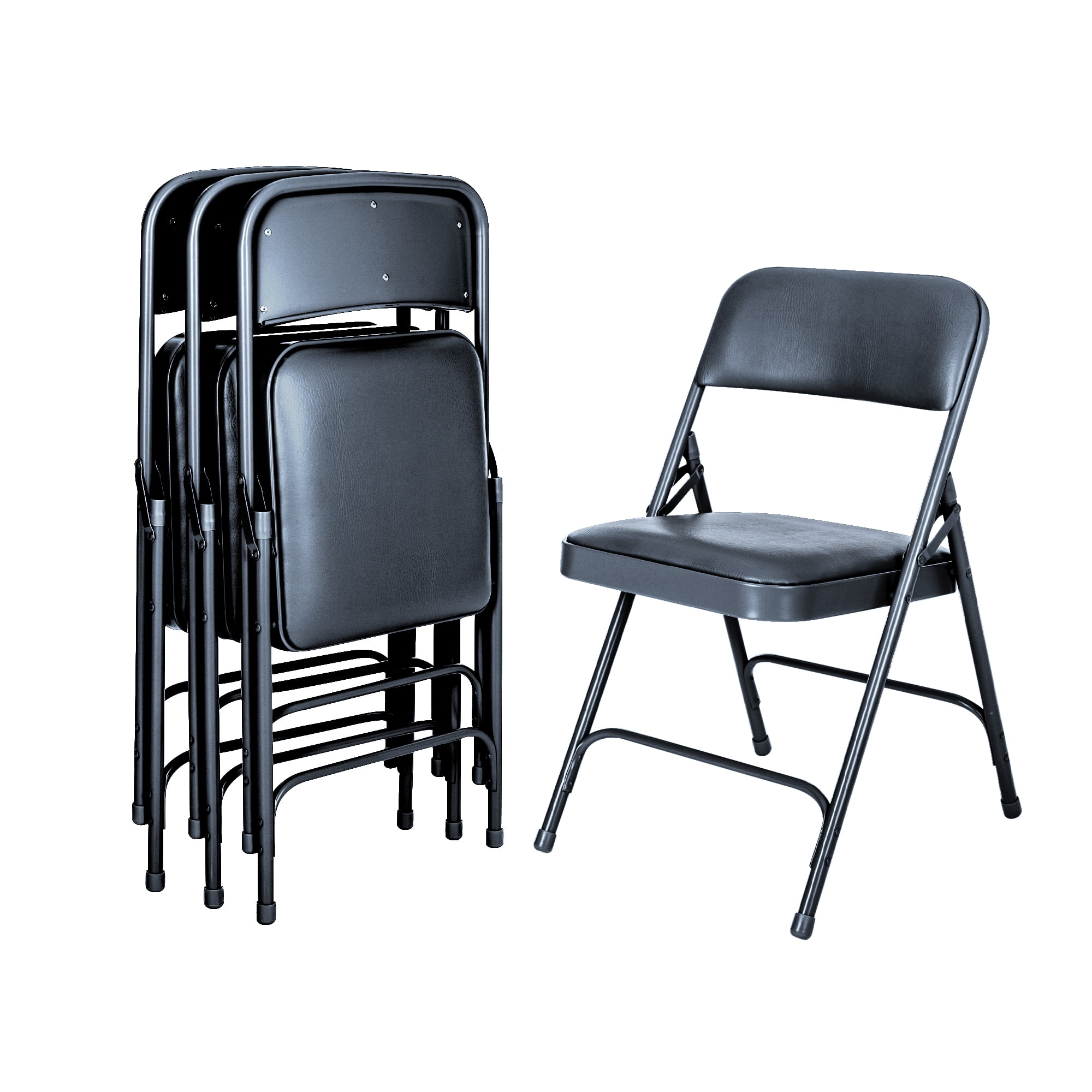 Hampden Furnishings Bernadine Collection Vinyl Folding Chair, Midnight Blue, Pack of 4 - Image 4