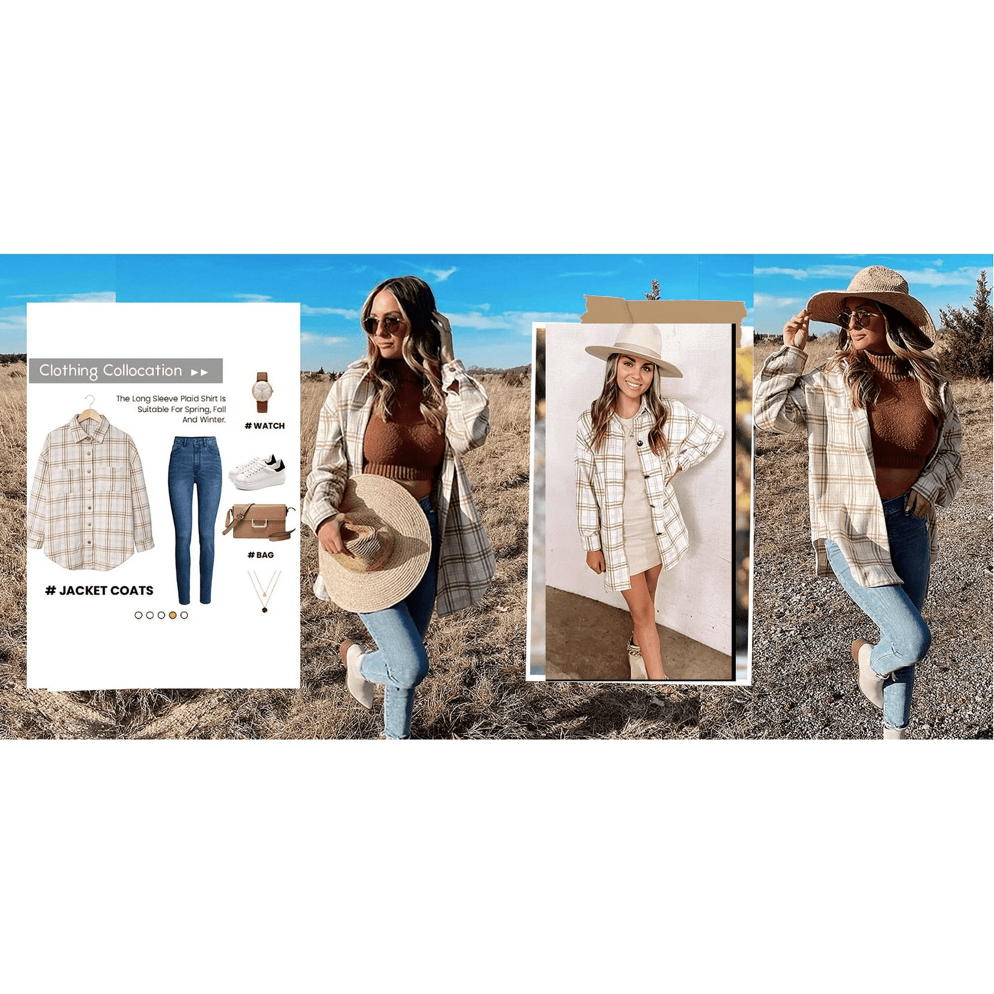 UVN Flannel Plaid Shirts for Women Shacket Jacket Long Sleeve Button Down Shirt Coats Top - Image 7