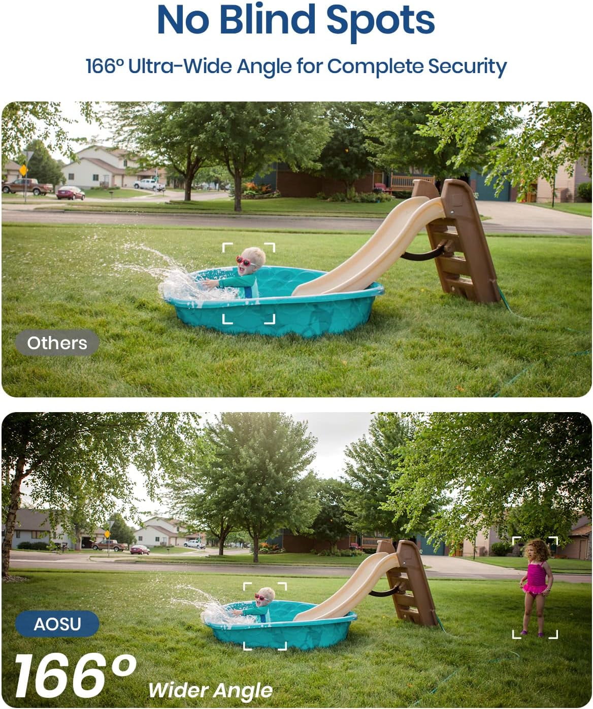 AOSU Solar Wireless Outdoor Security Cameras, 2K/3MP Home Security System, 2 Camera Kit with 166° Ultra-Wide View, Solar Powered, Spotlight, Night Vision, No Monthly Fee, 32G Local Storage - Image 5