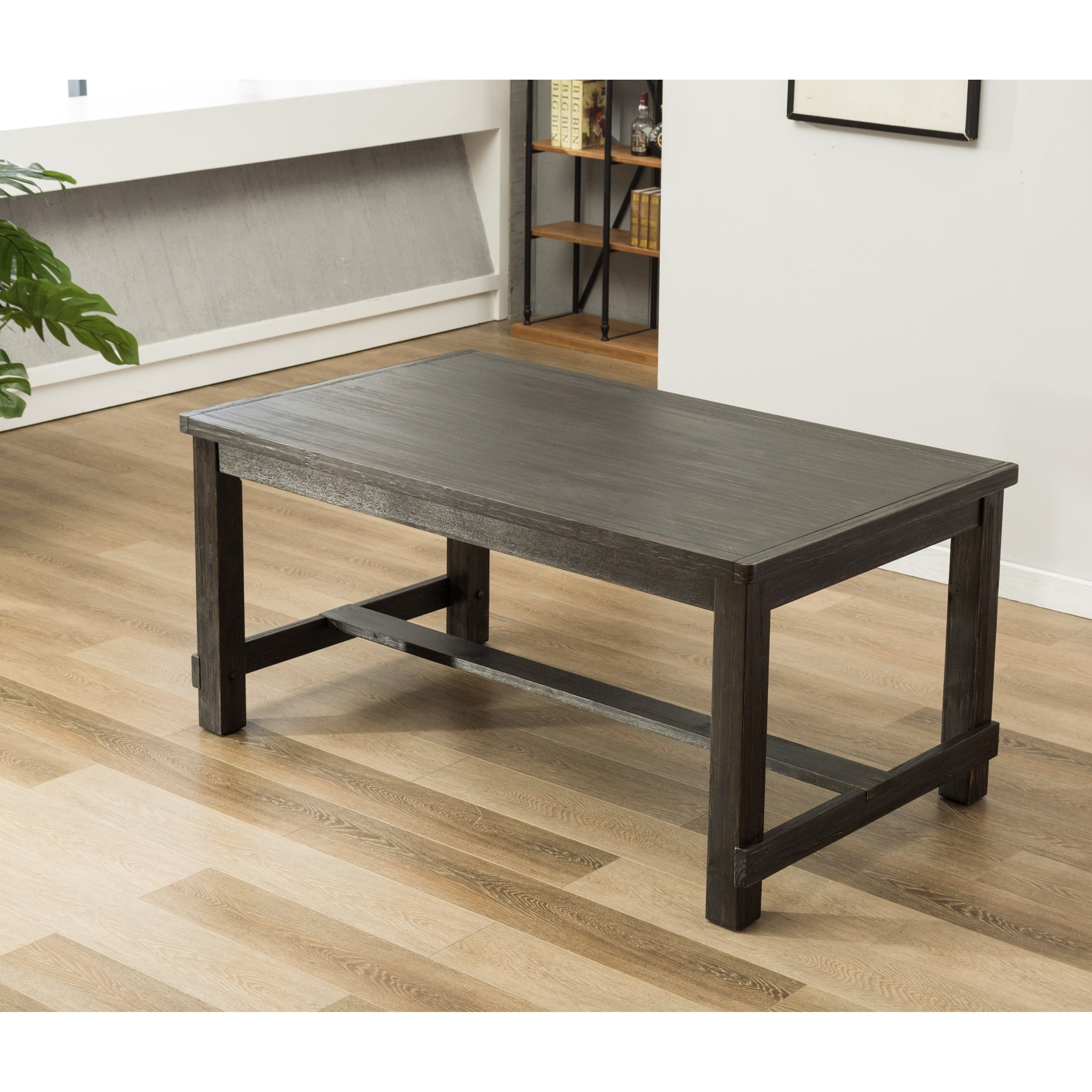 Roundhill Furniture Lotusville Antique Black Finish Rectangular Wood Dining Table - Image 3
