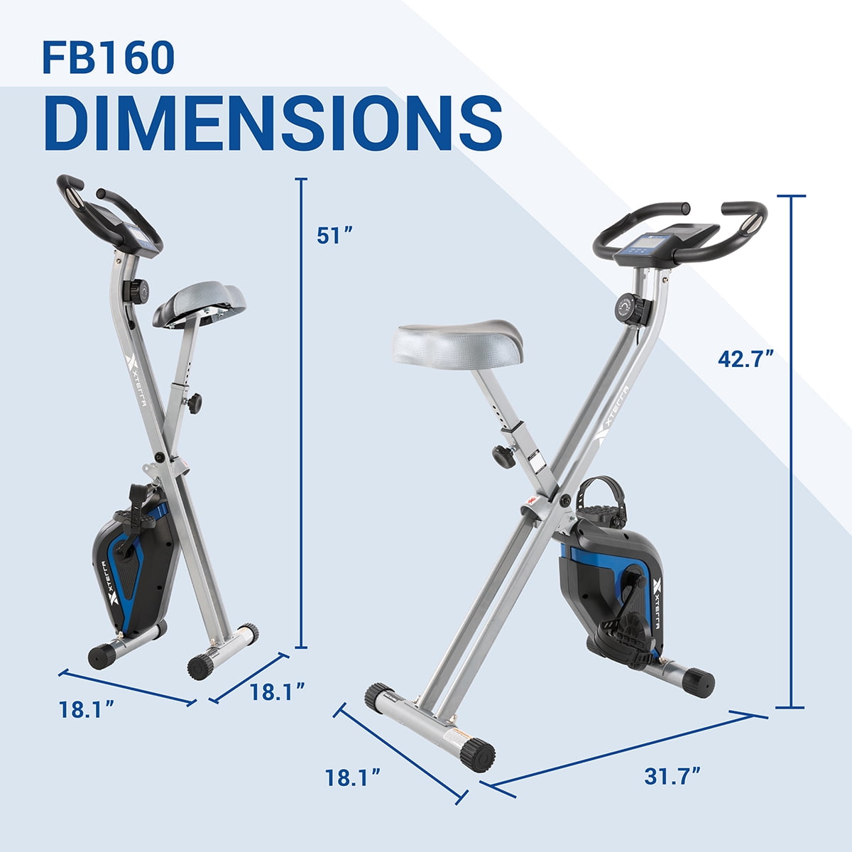 XTERRA Fitness FB160 Compact Folding Stationary Bike with Heart Rate Sensors and Large Padded Seat - Image 3