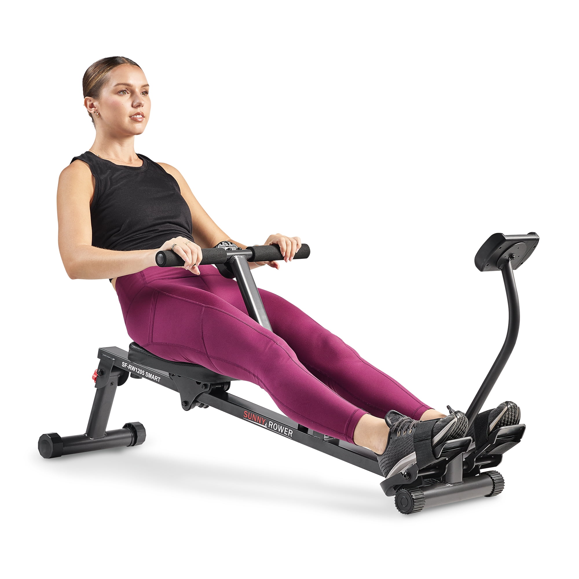 Sunny Health & Fitness Compact Hydraulic Rower & Free SunnyFit® App Via Bluetooth - Home Use Rowing Machine w 12X Resistance - SF-RW1205SMART - Image 4