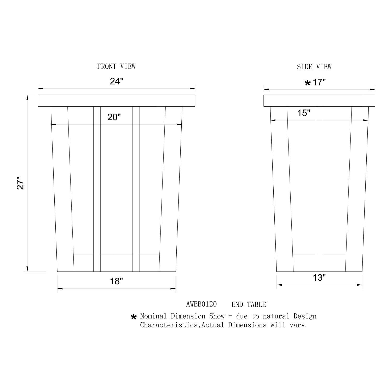 Alaterre Furniture Berkshire Natural Live Edge Wood End Table - Image 5