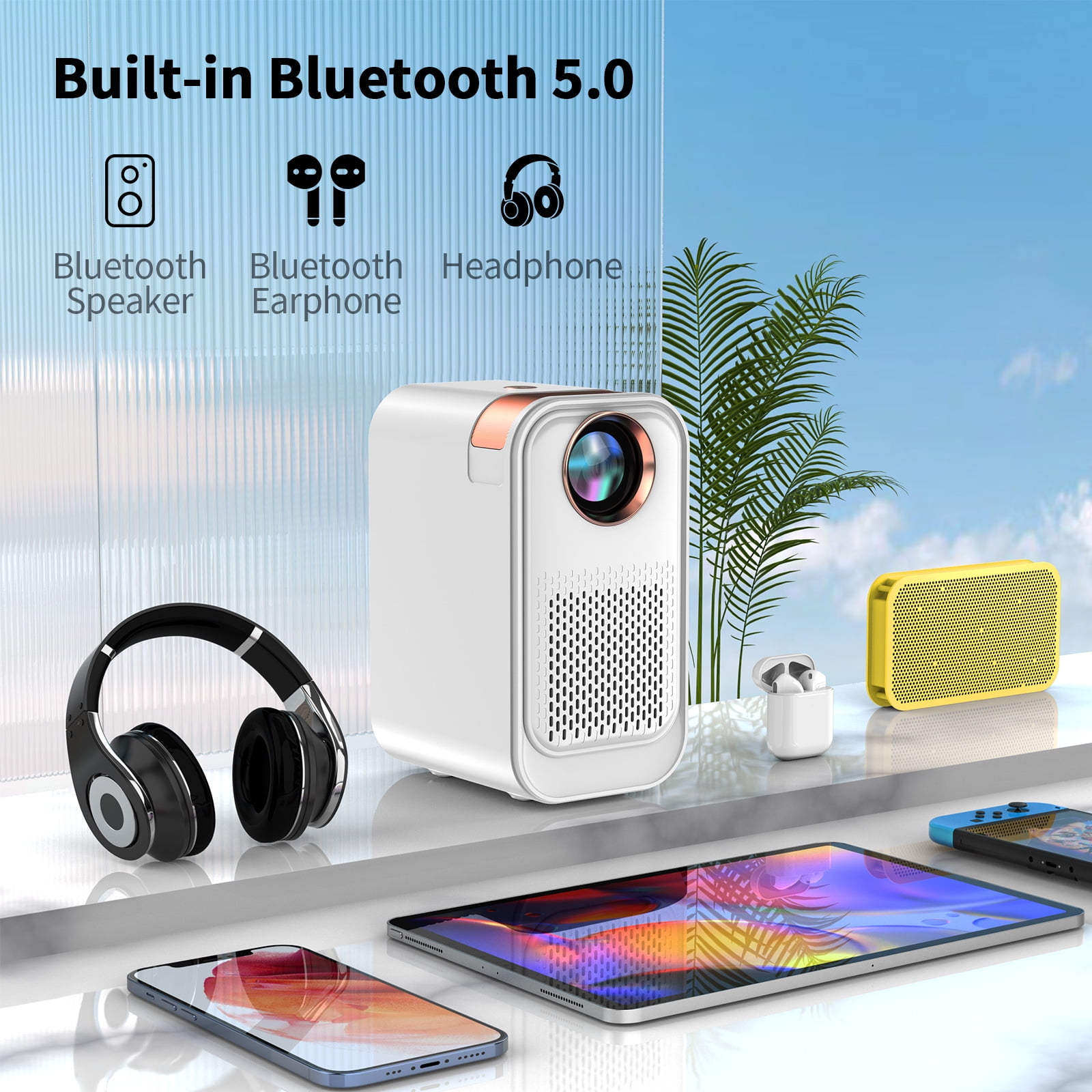 VASOUN A1 HD Mini Projector with Streaming Stick, 50000 Hrs LED Life, 240'' Display Screen for Home Theater & Outdoor Movies - Image 4