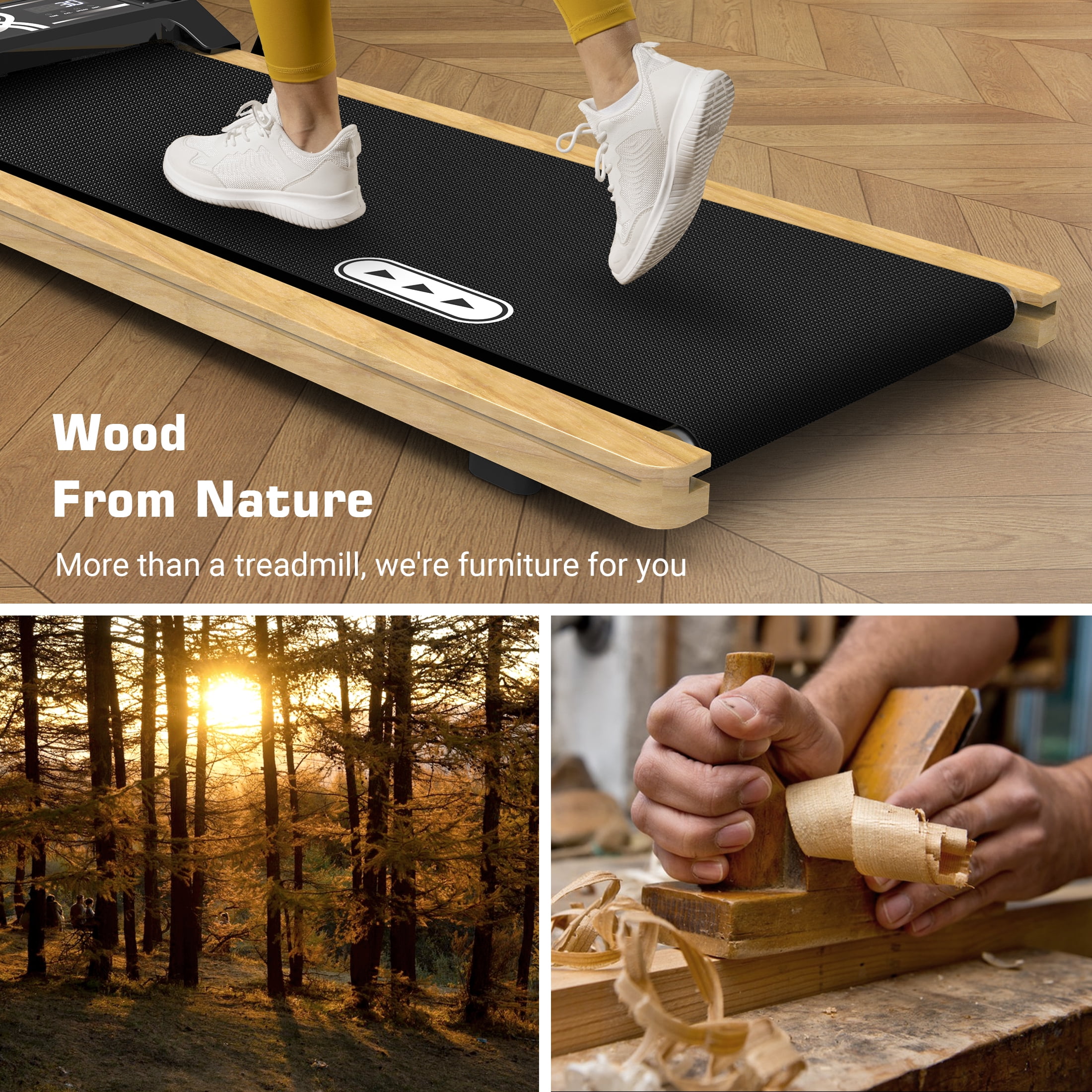 Wood Walking Pad with Incline Under Desk Treadmill for Home Use with Remote 265LBS 2.25HP - Image 5