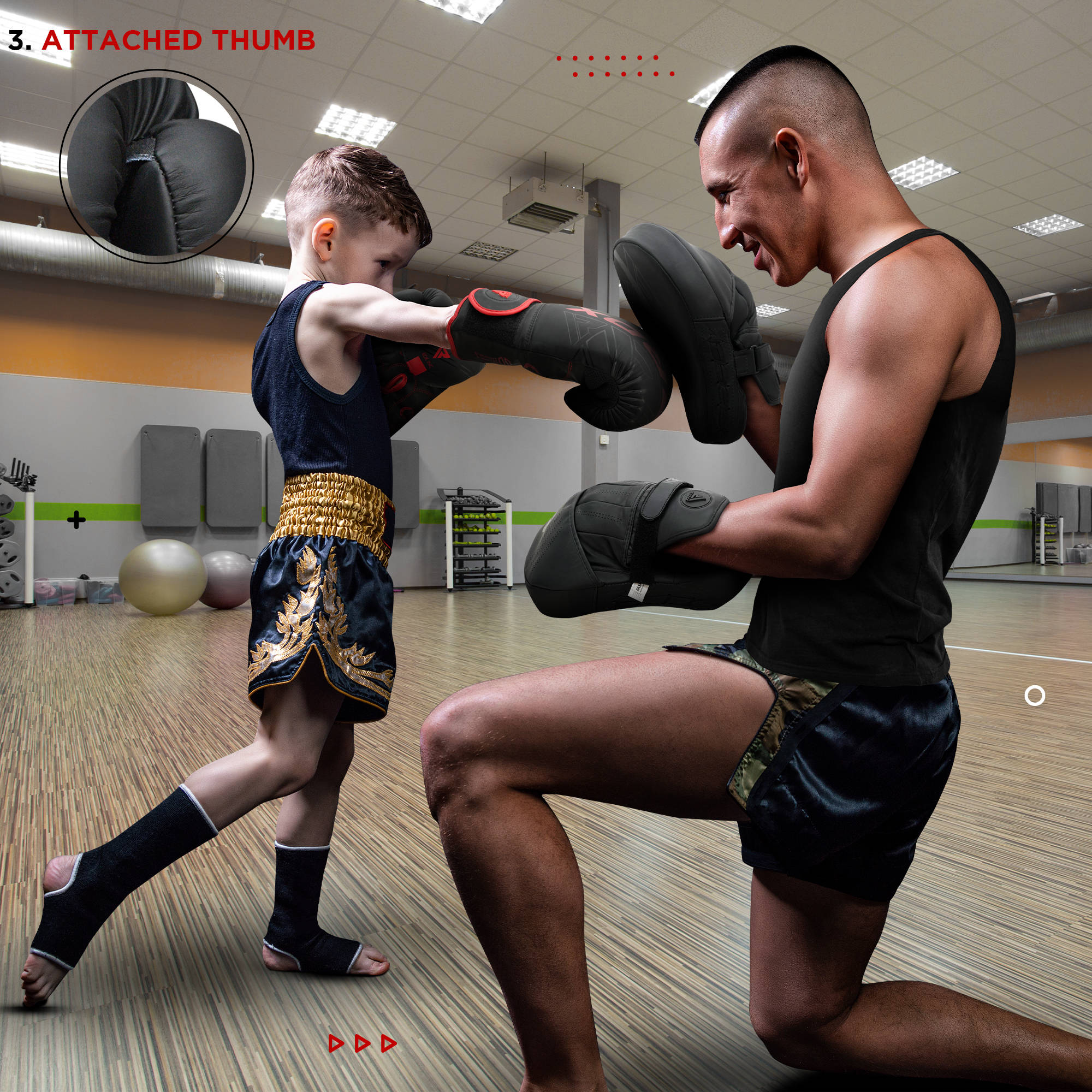 RDX Boxing Pads and Gloves Set, Maya Hide Leather KARA Hook and Jab Curved Focus Mitts with Punching Gloves for MMA, Muay Thai, Kickboxing Coaching, Martial Arts. - Image 6