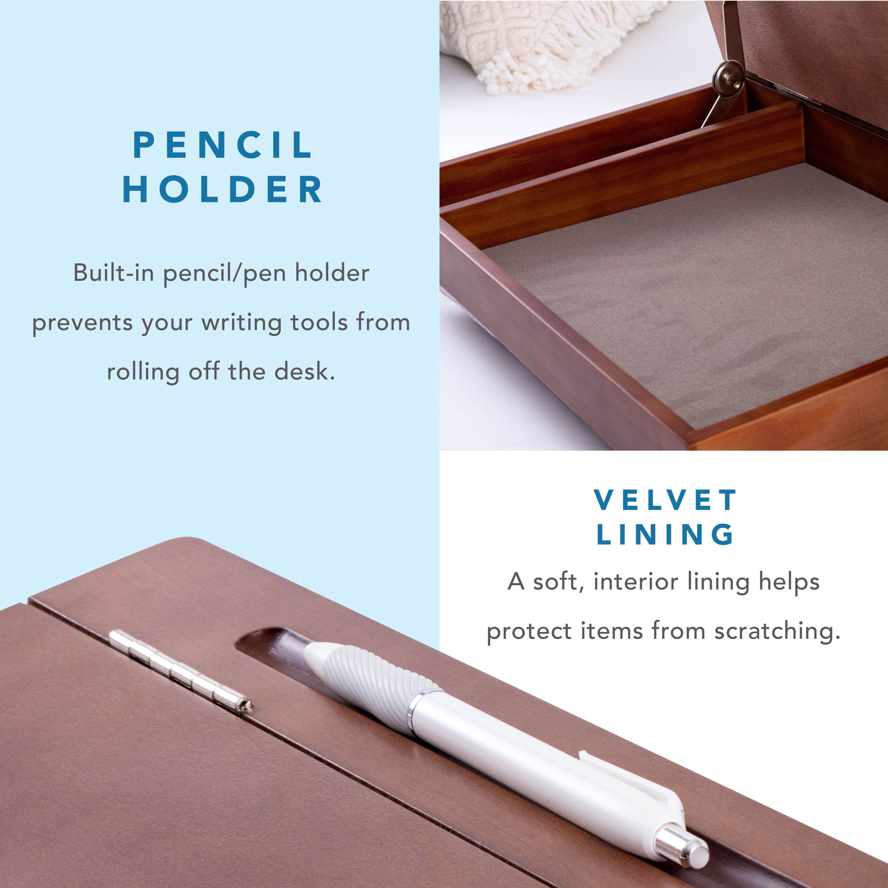 LapGear Schoolhouse Wood Lap Desk with Storage, Java - Image 7