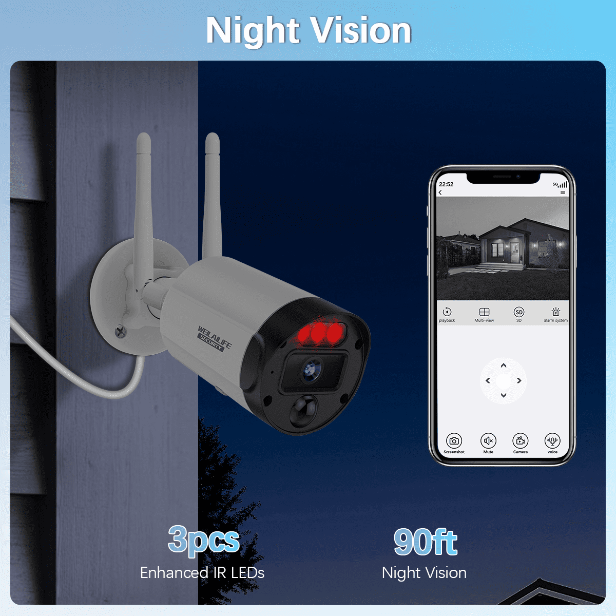 【90 Days Storage】 Outdoor Wireless Security Camera System, Wireless Cameras for Home Security, WiFi Video Surveillance, Home Security Cameras Systems - Image 5