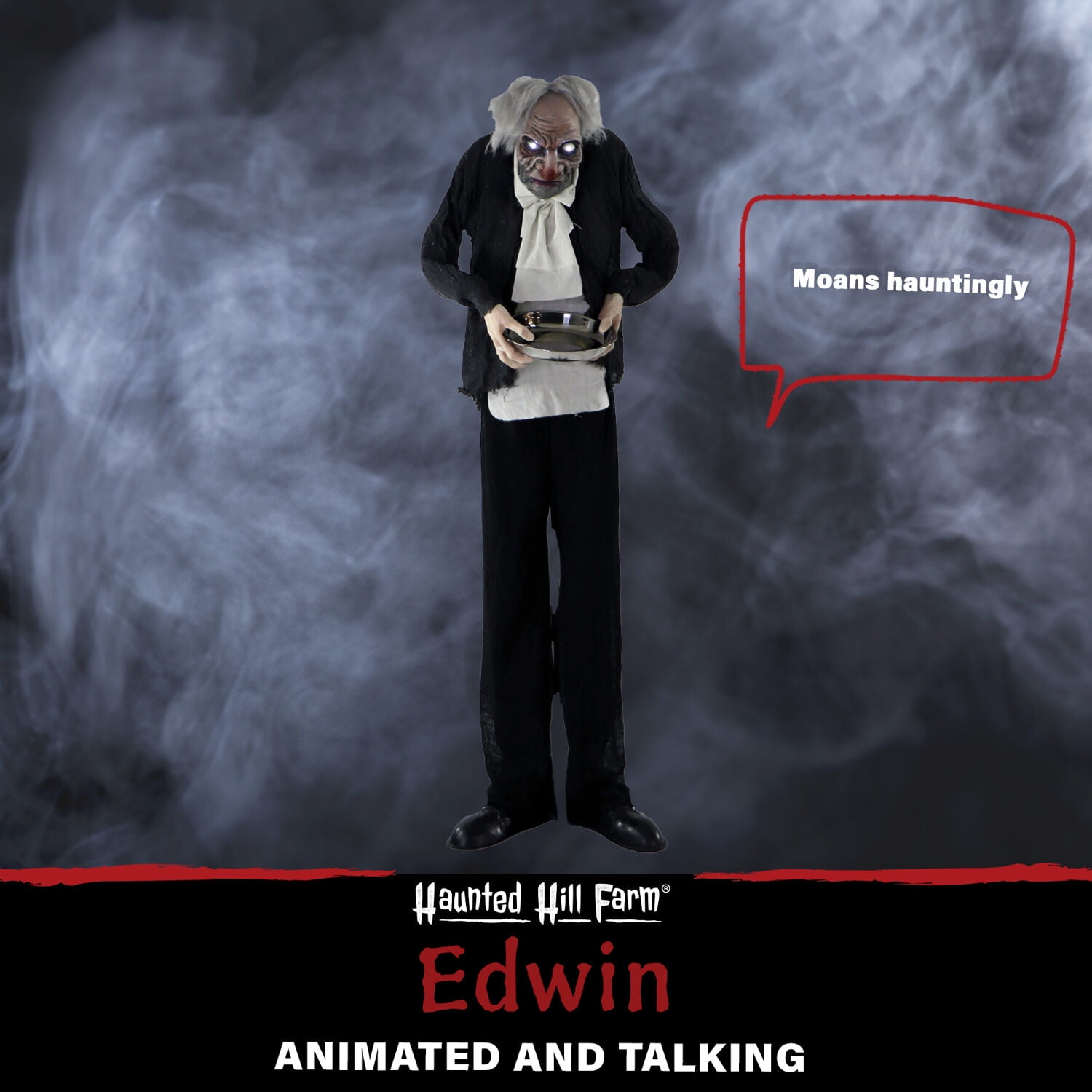 Haunted Hill Farm 60 in 4.5 lbs Zombie Butler Animatronic, Halloween decoration, HHMAN-1FLSA - Image 11
