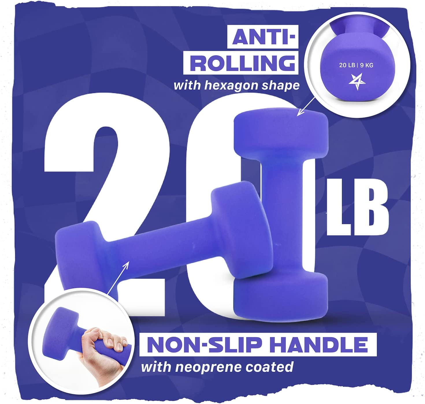 Yes4All Non-Slip Grip Neoprene Coated Dumbbell, Medium Dark Blue, 20 lb - Image 5