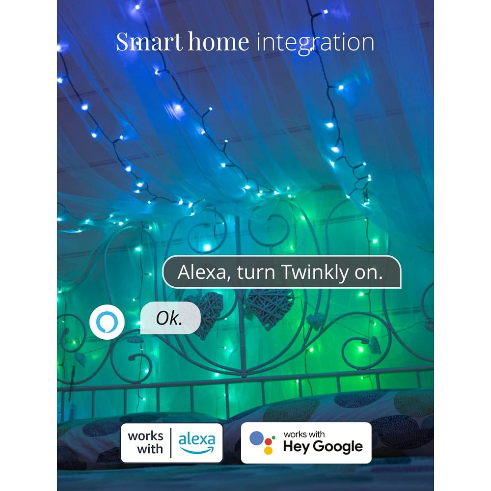 Twinkly App-Controlled 65.6ft Smart String LED Lights with 250 RGB LEDs - WiFi & Bluetooth Connectivity, Sync with Music, Indoor/Outdoor Use (IP44), Compatible with Google Assistant & Amazon Alexa - Image 7