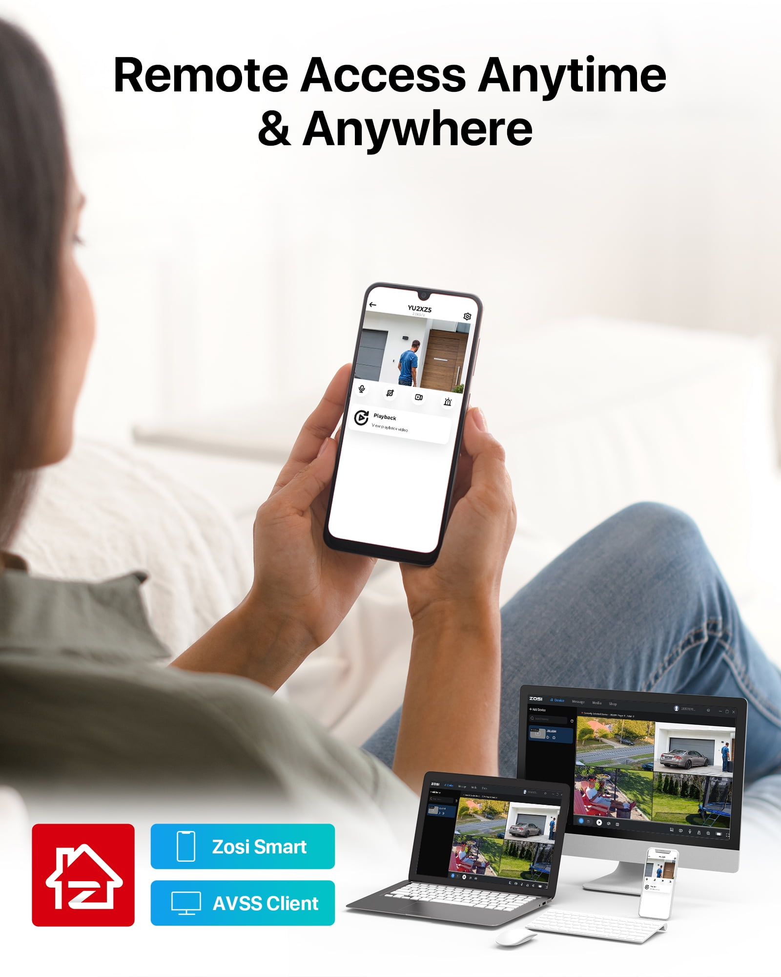 ZOSI H.265+ 8CH 5MP Lite DVR 1080P Home Security Camera System Outdoor, 8pcs 1080P 1920TVL Surveillance Weatherproof Bullet Cameras,80ft IR Night Vision,Motion Alert,Remote Access(No HDD , Wired) - Image 9