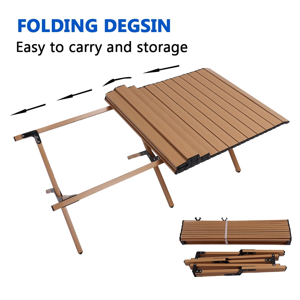 Folding Roll-Top Camping Table 47.2x23.6x17.7in Indoor Outdoor Portable Picnics Table Picnic Beach - Image 4